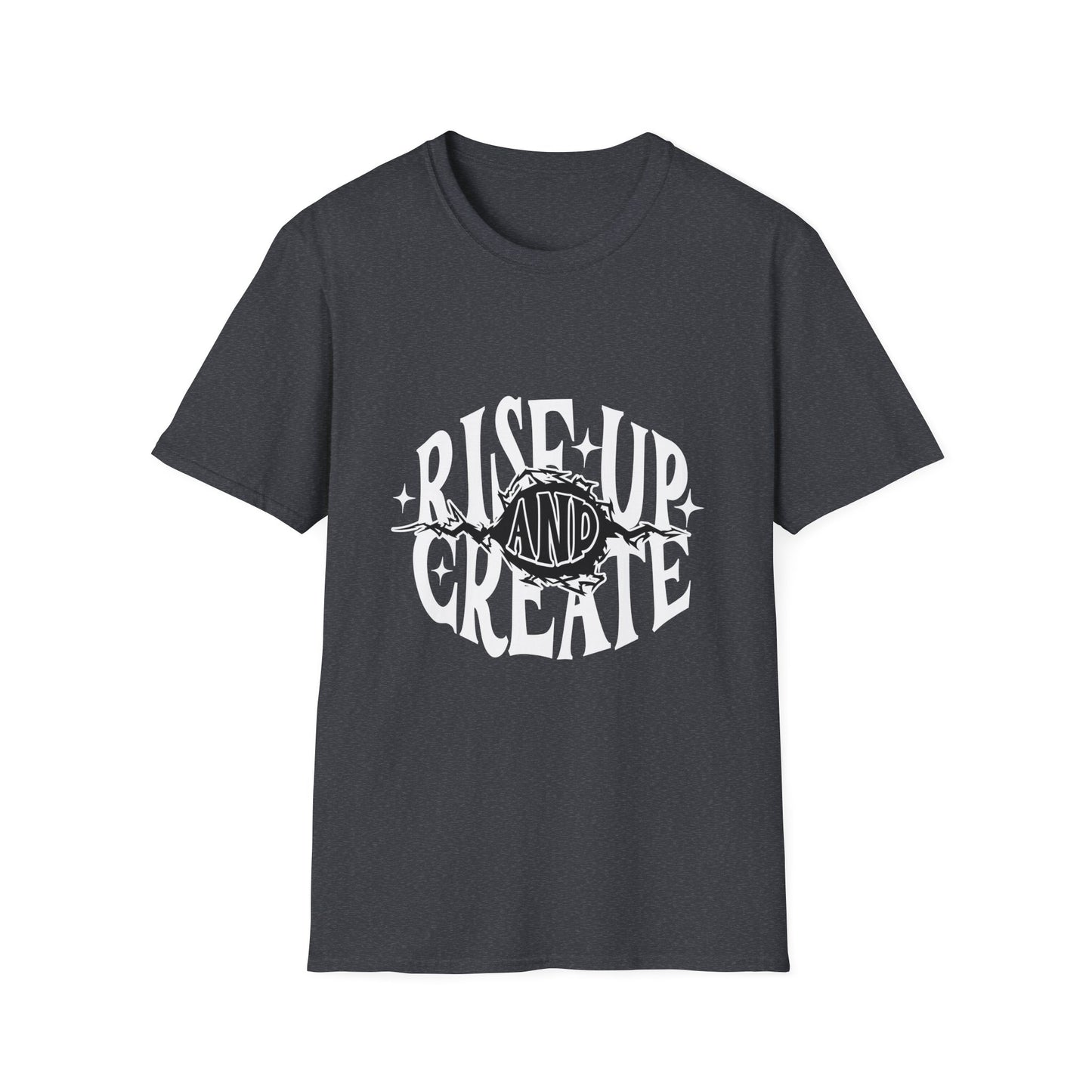 Rise Up And Create Unisex Softstyle T-Shirt, Motivational Tee, Inspirational Shirt, Artist Gift, Graphic Tee, Creative Apparel