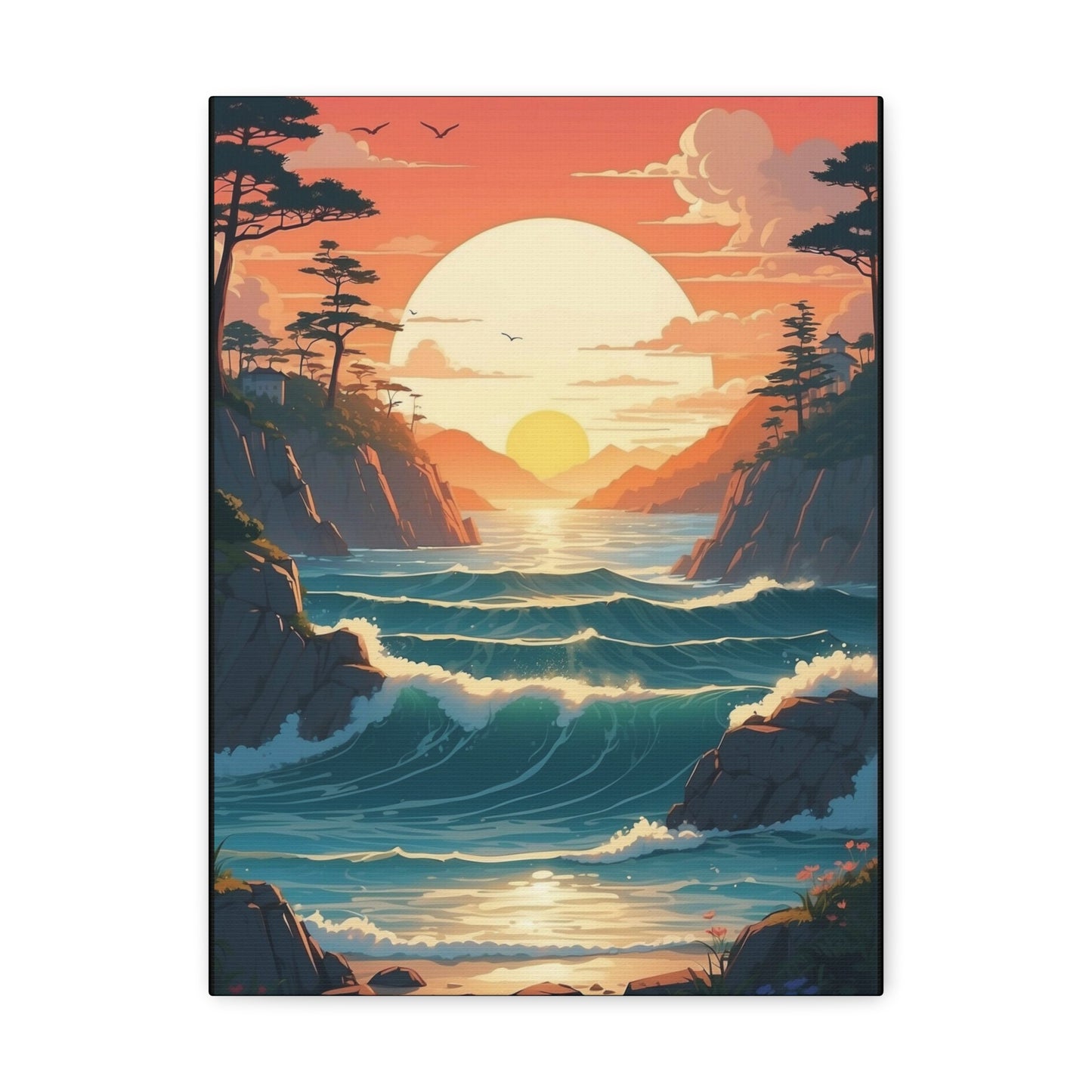 Beautiful sunset over the water channel - Canvas Gallery Wraps
