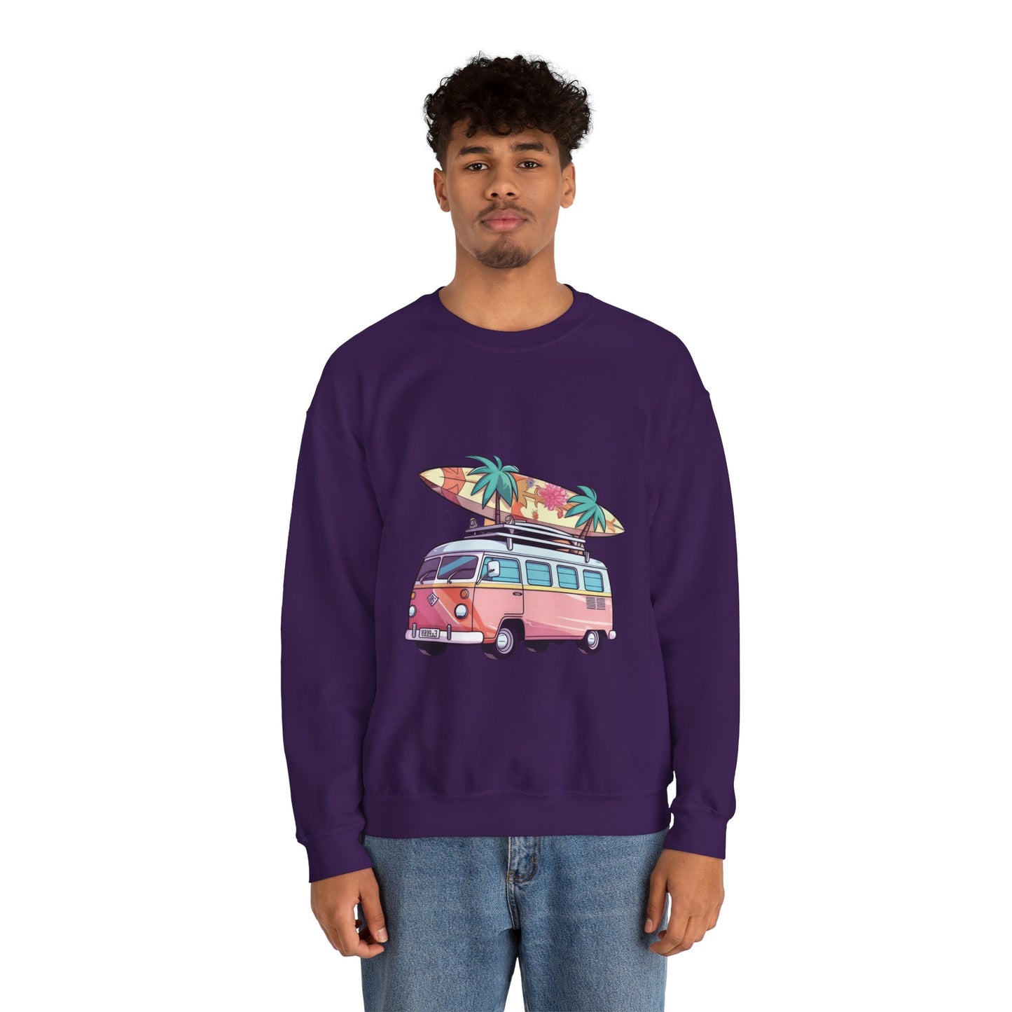 Retro Surf Van - Unisex Heavy Blend™ Crewneck Sweatshirt