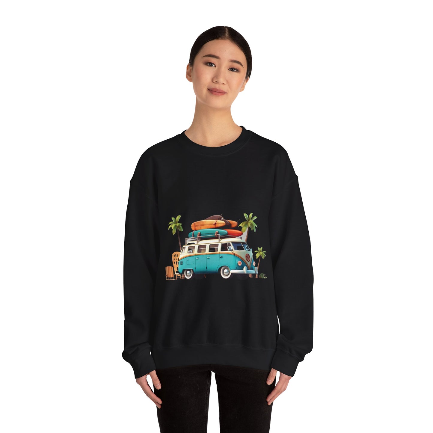 Retro Surf Van - Unisex Heavy Blend™ Crewneck Sweatshirt