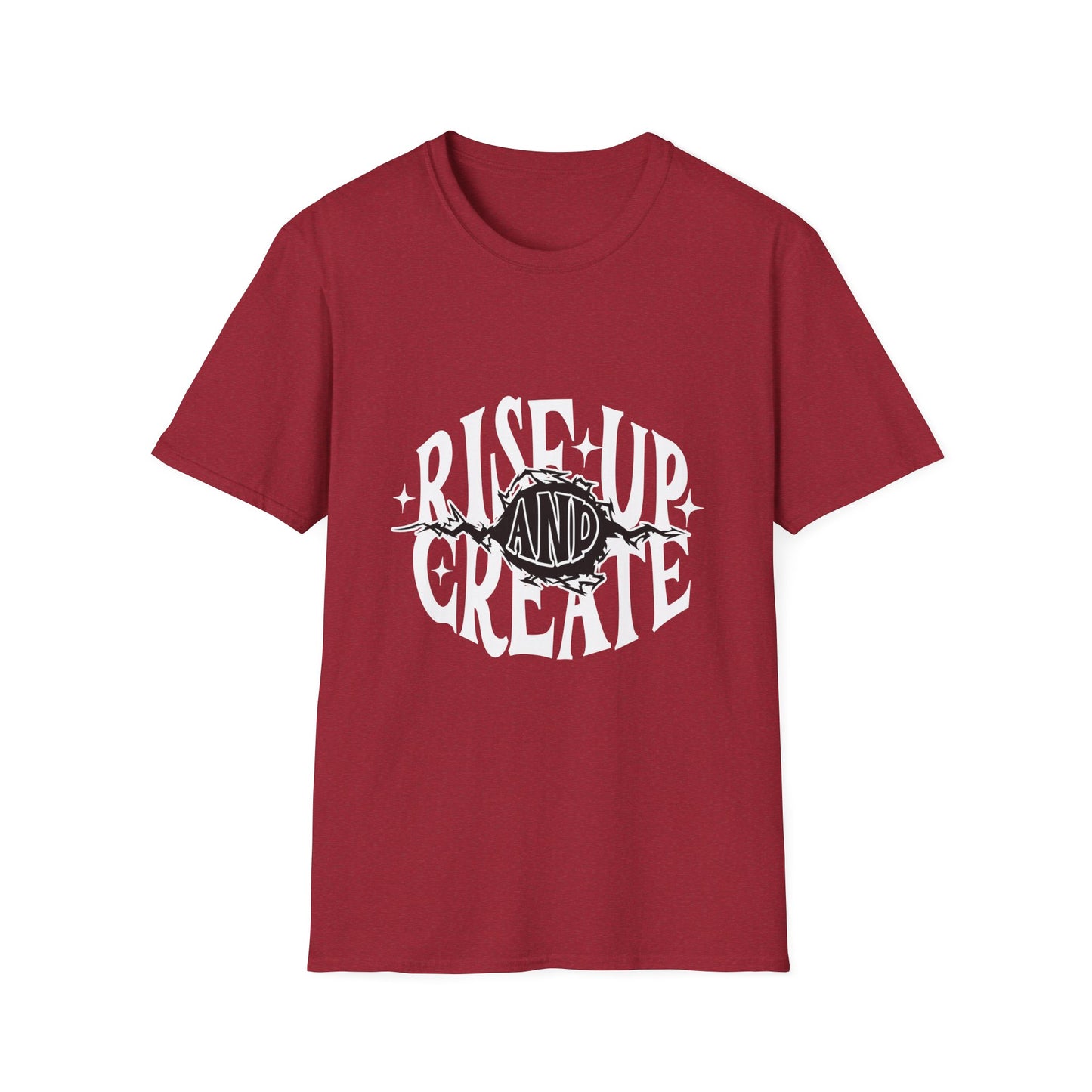 Rise Up And Create Unisex Softstyle T-Shirt, Motivational Tee, Inspirational Shirt, Artist Gift, Graphic Tee, Creative Apparel