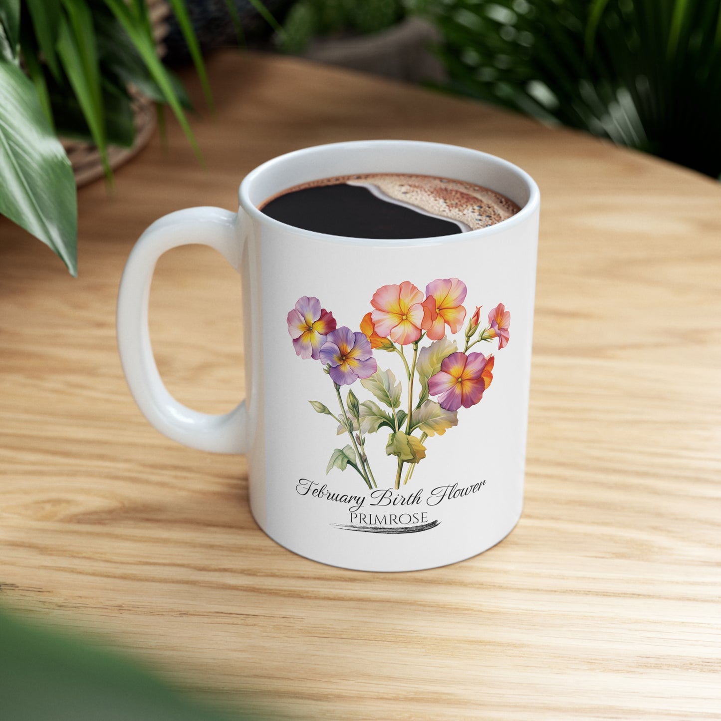 February Birth Flower (Primrose): Ceramic Mug 11oz