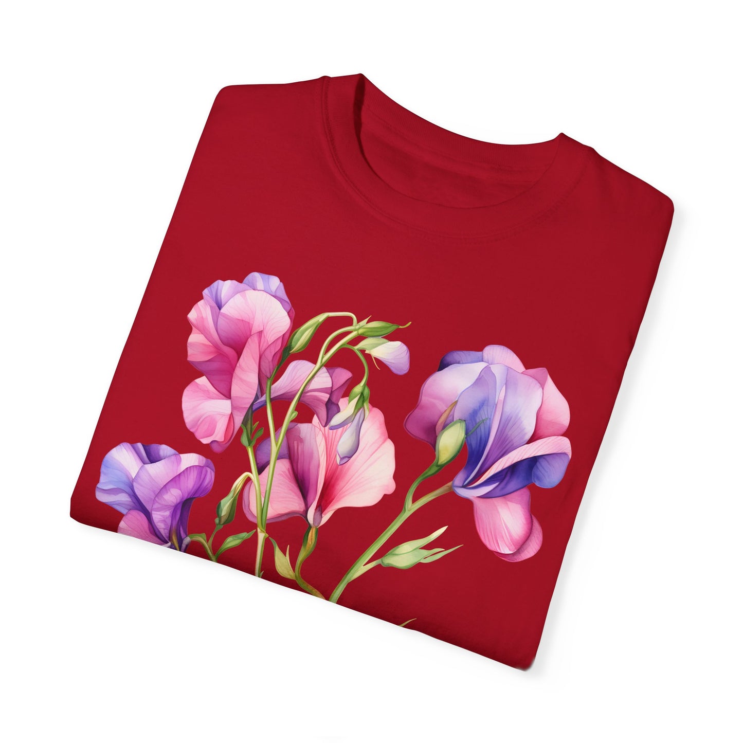 April Birth Flower "Sweet Pea" - Unisex Garment-Dyed T-shirt