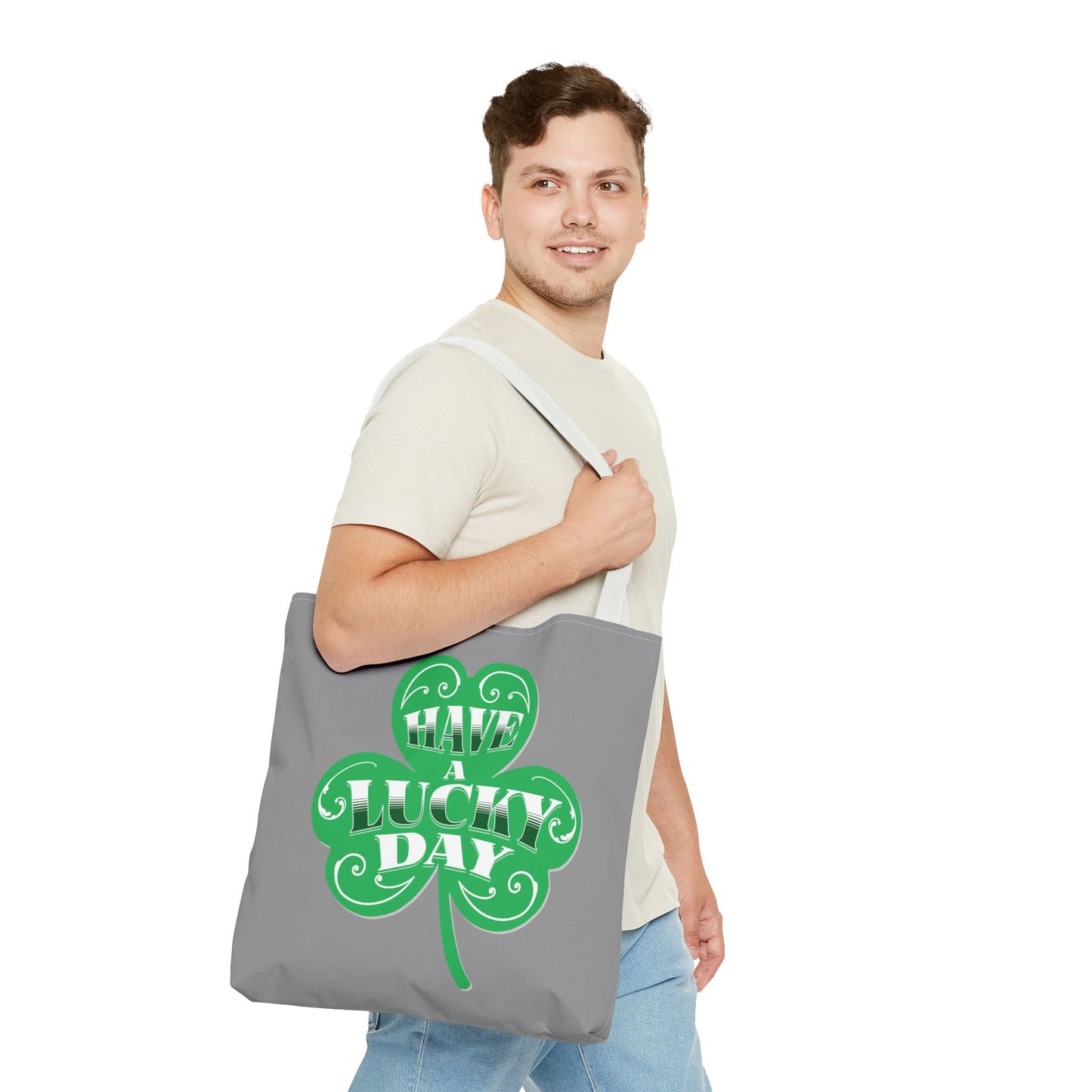 Lucky Day Tote Bag - St. Patrick's Day Gift, Eco-Friendly Shopper, Fun Everyday Use, Green Clover Design, Lucky Charm