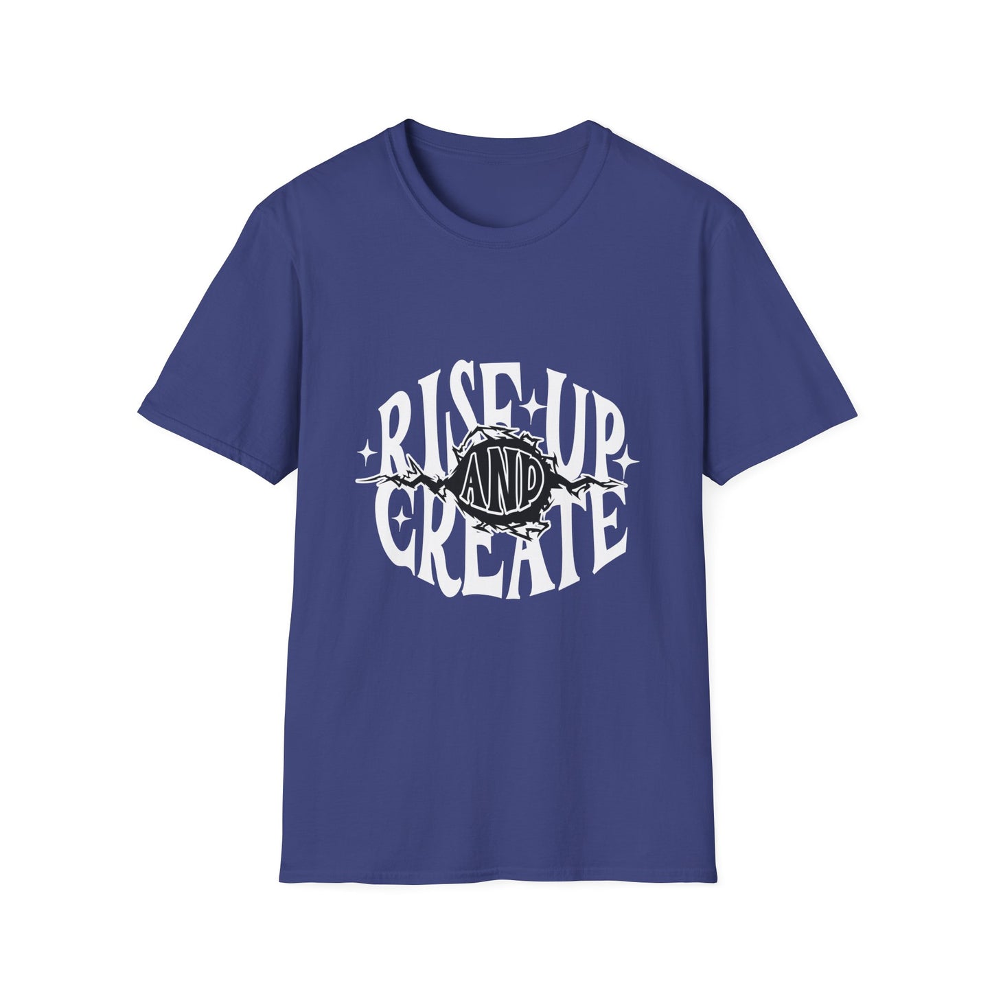 Rise Up And Create Unisex Softstyle T-Shirt, Motivational Tee, Inspirational Shirt, Artist Gift, Graphic Tee, Creative Apparel