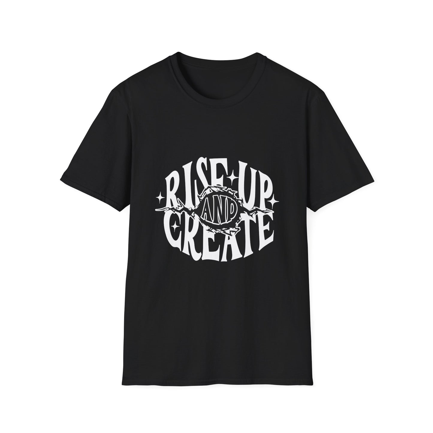 Rise Up And Create Unisex Softstyle T-Shirt, Motivational Tee, Inspirational Shirt, Artist Gift, Graphic Tee, Creative Apparel