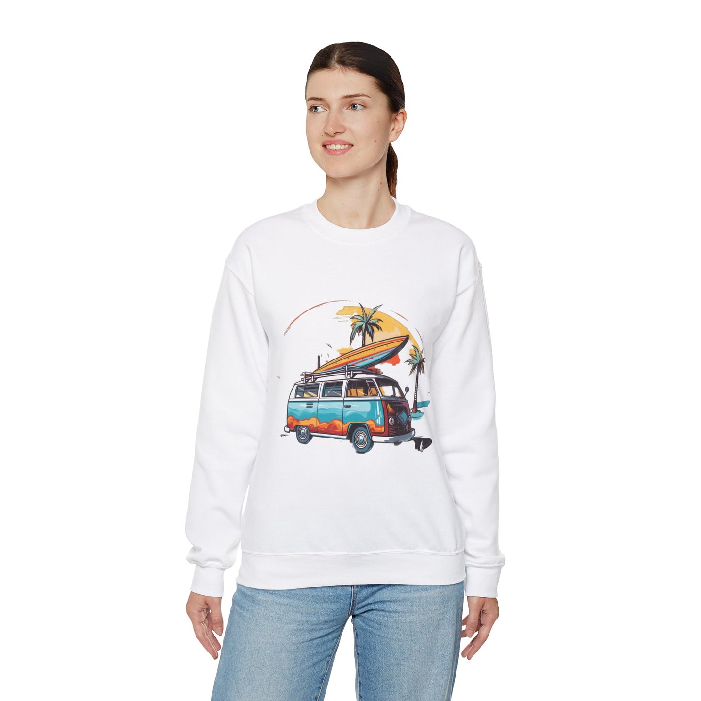 Retro Surf Van - Unisex Heavy Blend™ Crewneck Sweatshirt