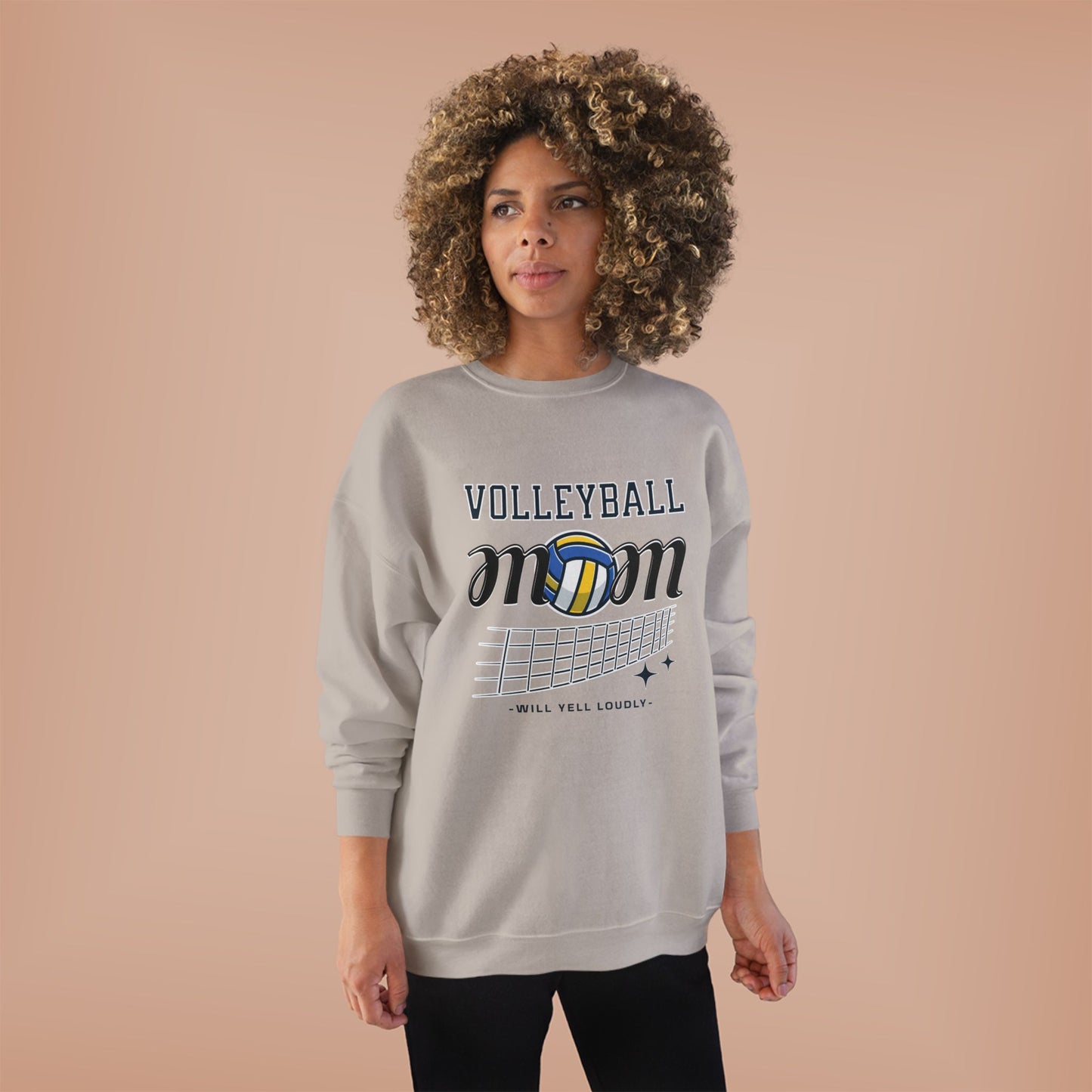 Volleyball Mom Eco-Friendly Crewneck Sweatshirt, Mother's Day Gift, Sports Apparel, Gamer Sweatshirt, Family Celebration Wear