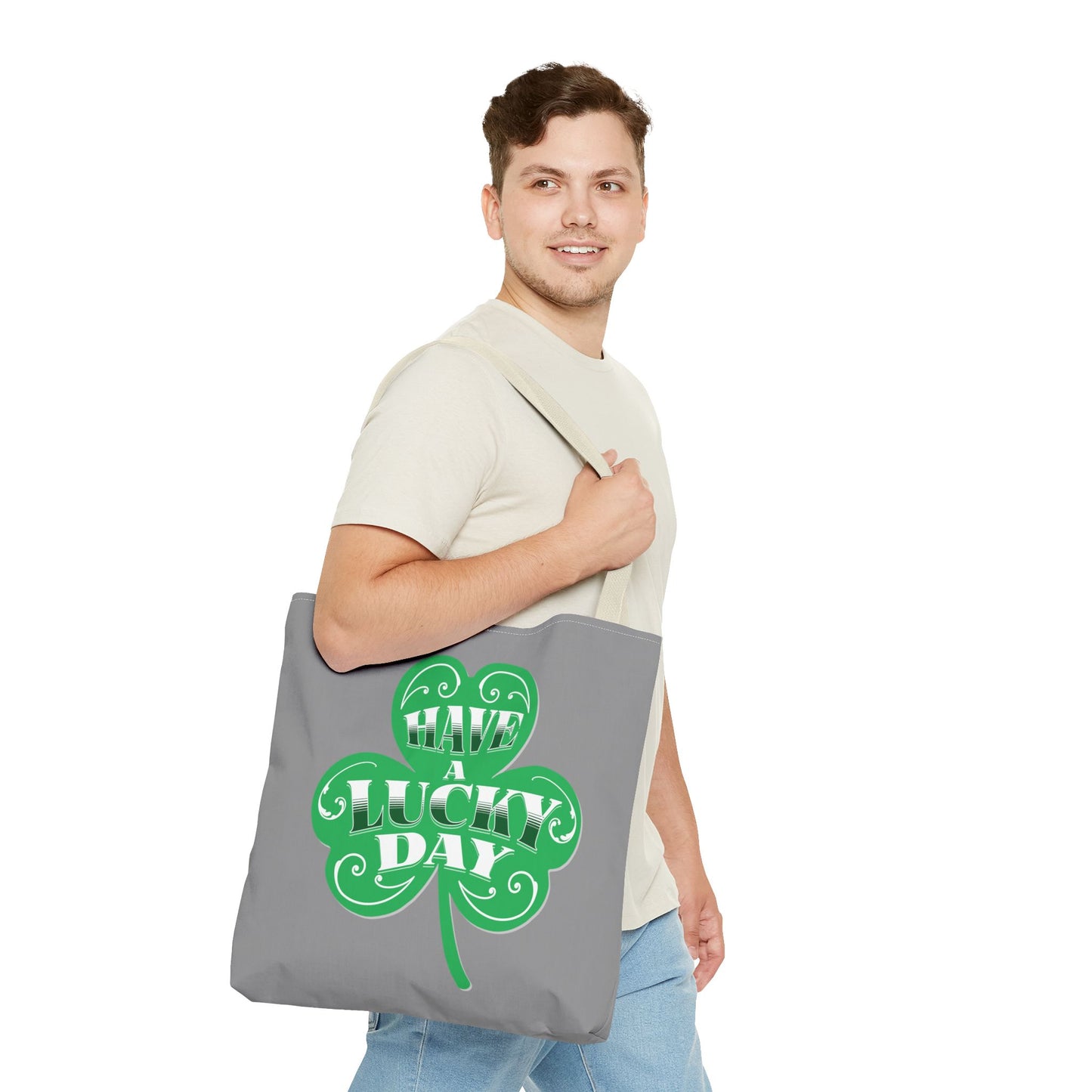 Lucky Day Tote Bag - St. Patrick's Day Gift, Eco-Friendly Shopper, Fun Everyday Use, Green Clover Design, Lucky Charm