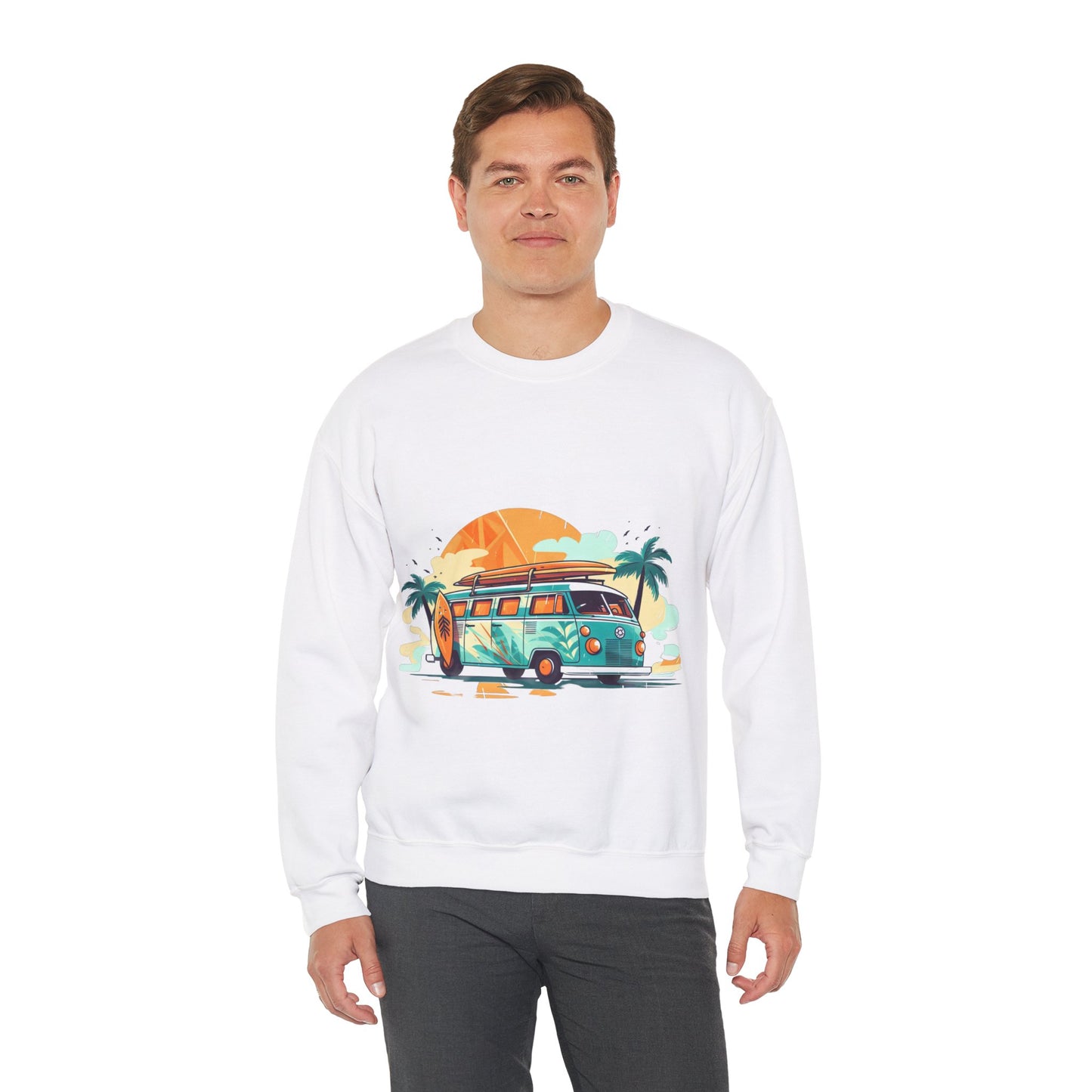 Retro Surf Van - Unisex Heavy Blend™ Crewneck Sweatshirt