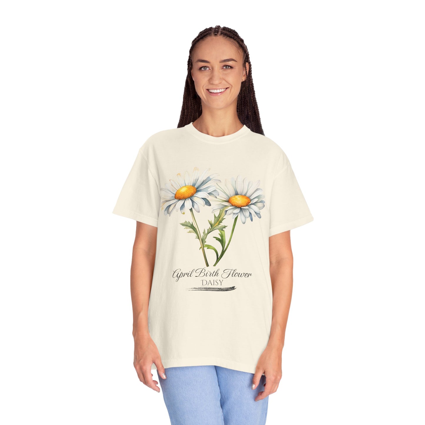April Birth Flower "Daisy" - Unisex Garment-Dyed T-shirt