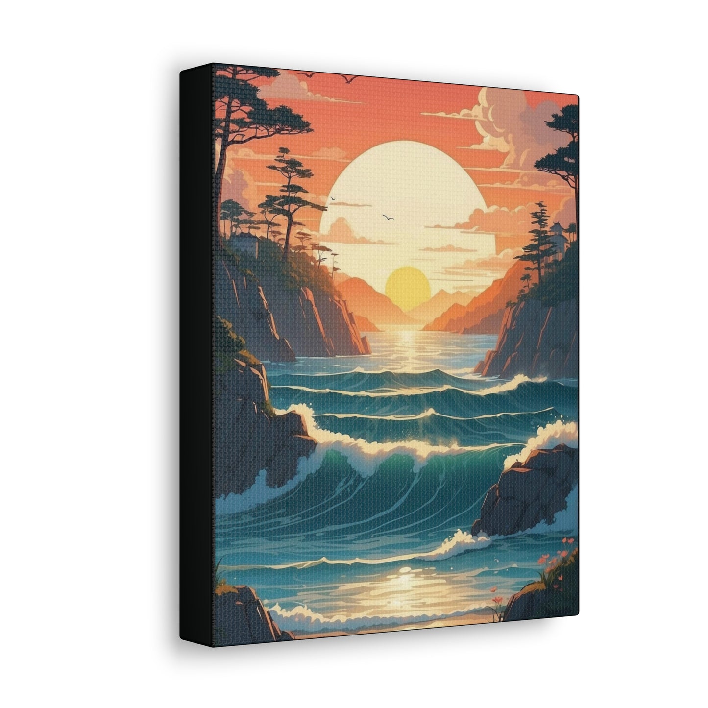 Beautiful sunset over the water channel - Canvas Gallery Wraps