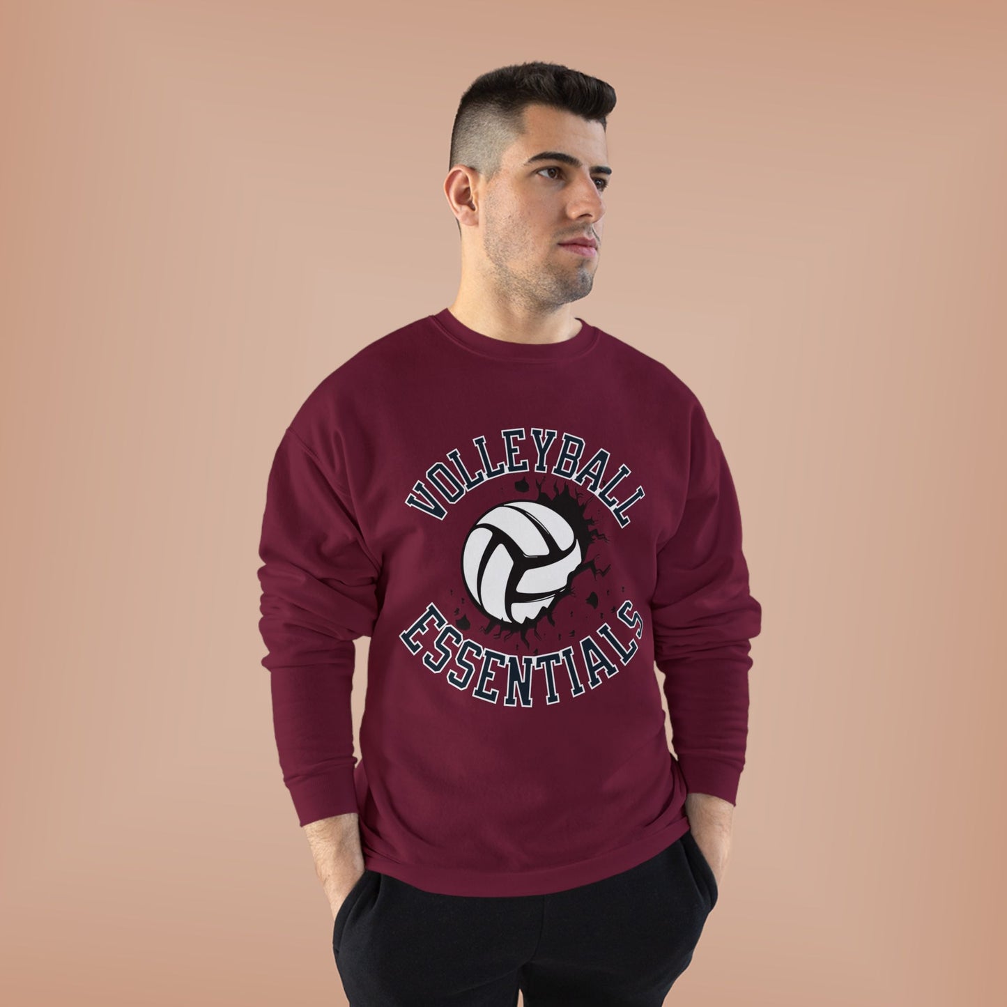 Volleyball Essentials Eco-Friendly Sweatshirt, Casual Sportswear, Gift for Volleyball Players, Team Apparel, Workout Clothing