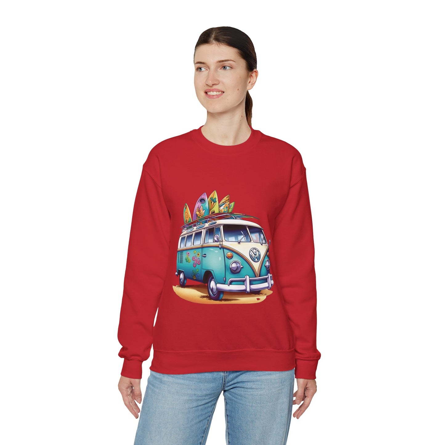 Retro Surf Van - Unisex Heavy Blend™ Crewneck Sweatshirt
