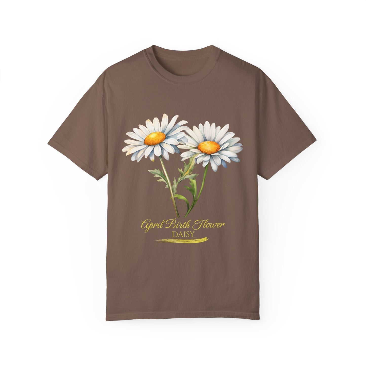 April Birth Flower "Daisy" (For Print on Dark Fabric) - Unisex Garment-Dyed T-shirt