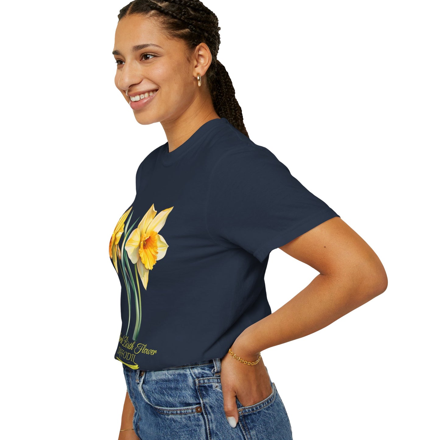 March Birth Flower "Daffodil" (For Print on Dark Fabric) - Unisex Garment-Dyed T-shirt