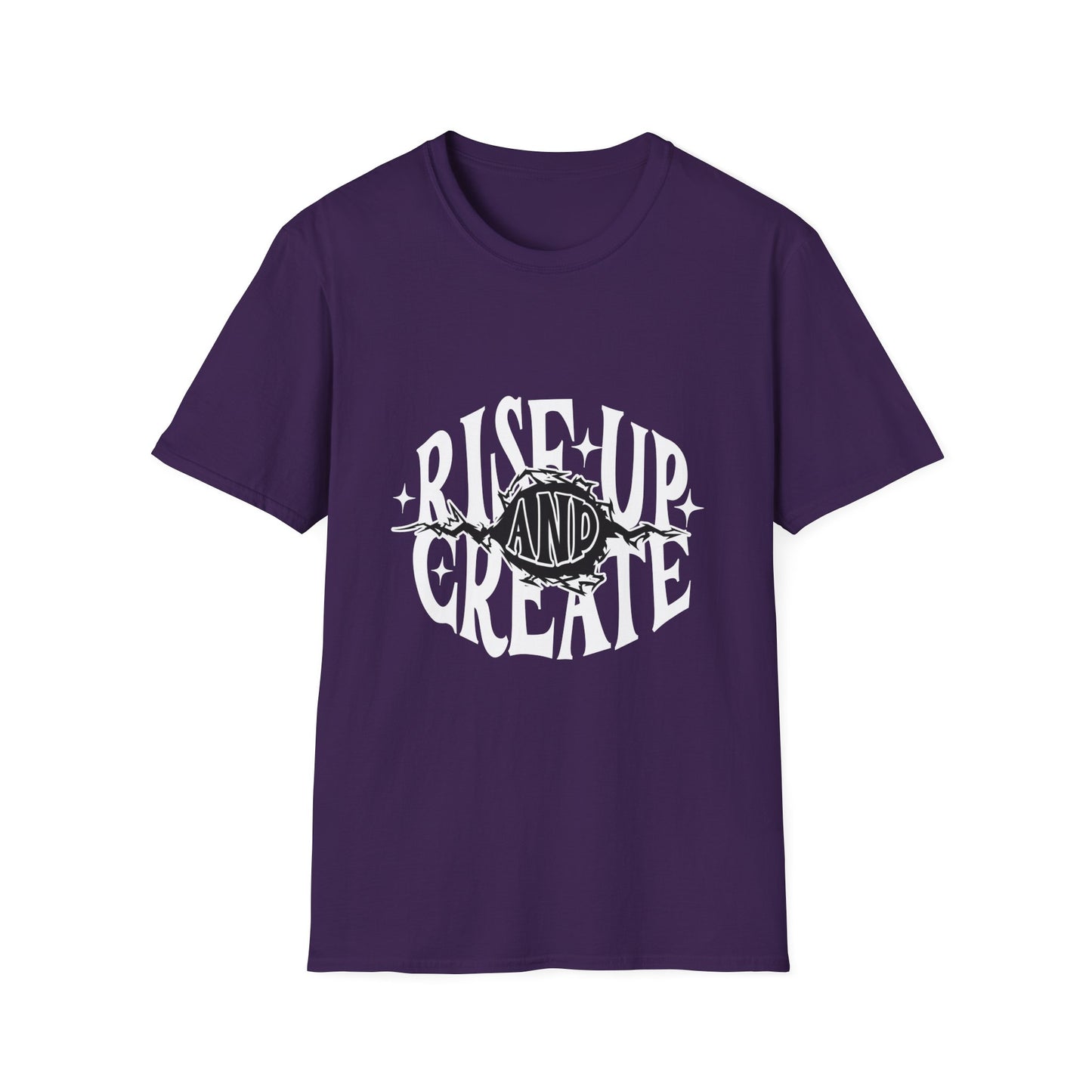Rise Up And Create Unisex Softstyle T-Shirt, Motivational Tee, Inspirational Shirt, Artist Gift, Graphic Tee, Creative Apparel