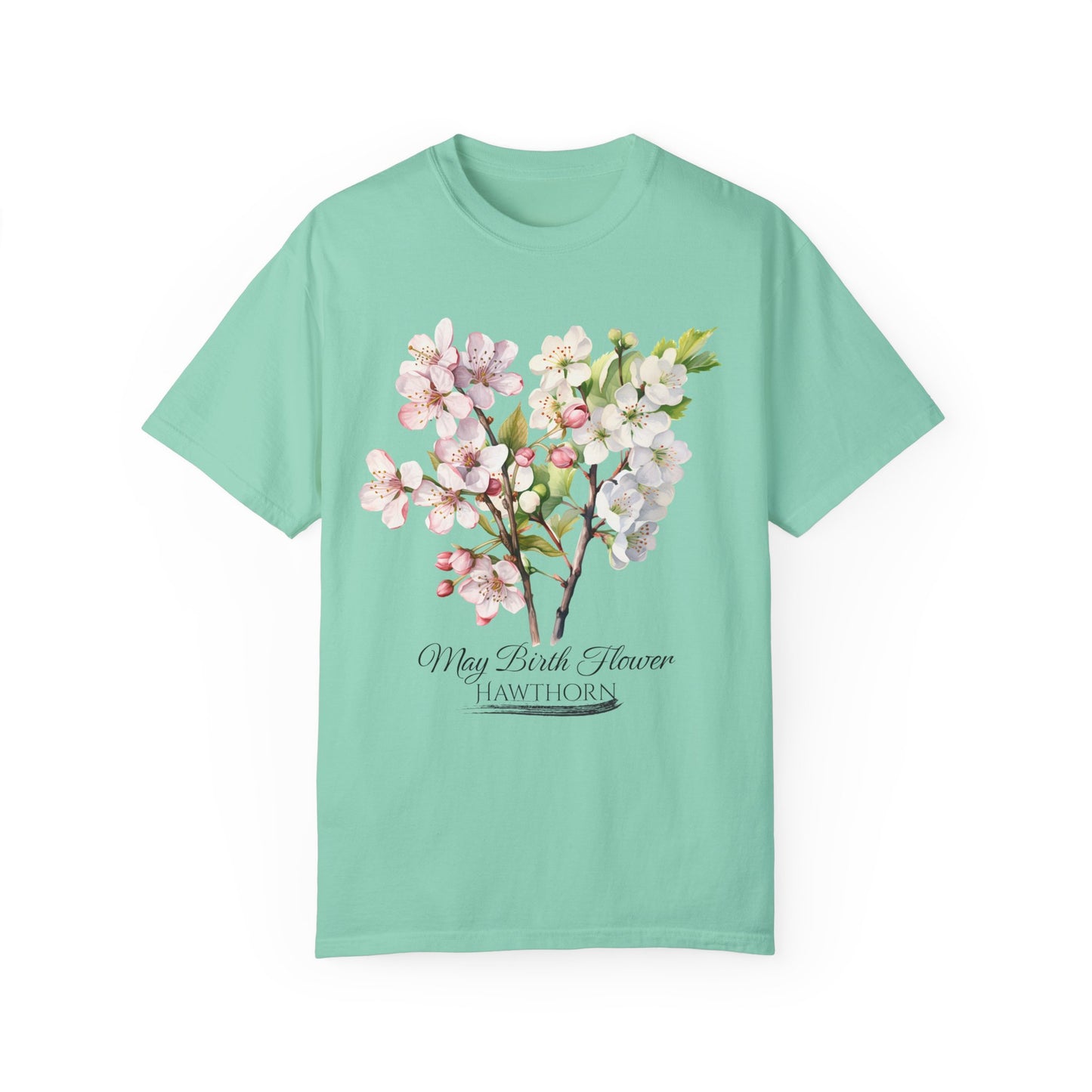 May Birth Flower "Hawthorn" - Unisex Garment-Dyed T-shirt
