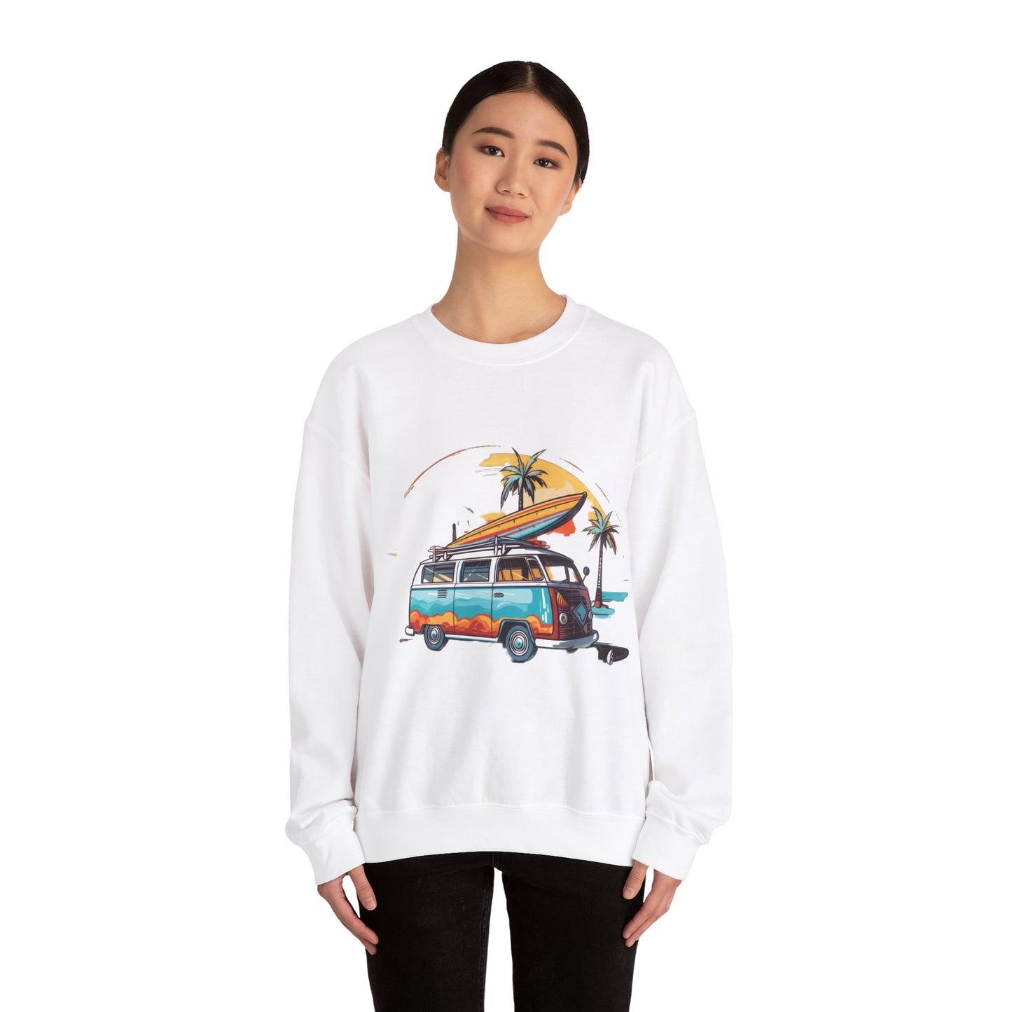 Retro Surf Van - Unisex Heavy Blend™ Crewneck Sweatshirt
