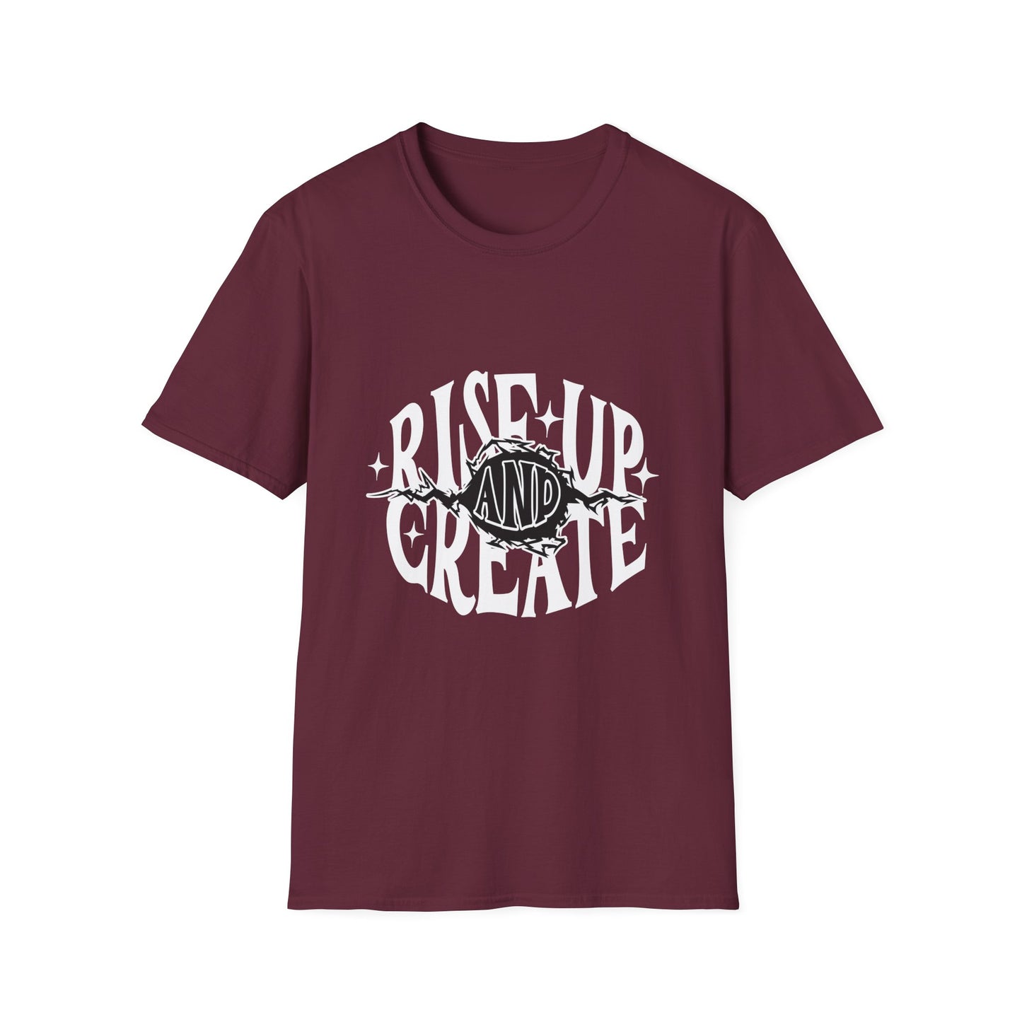 Rise Up And Create Unisex Softstyle T-Shirt, Motivational Tee, Inspirational Shirt, Artist Gift, Graphic Tee, Creative Apparel