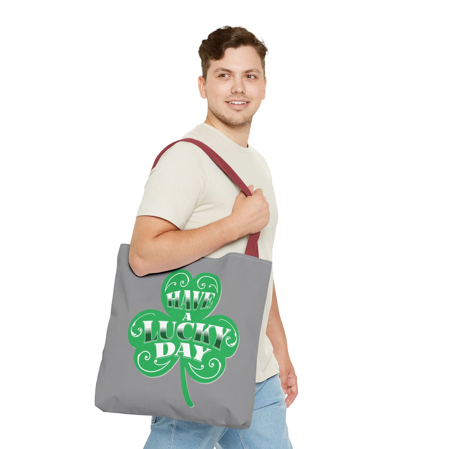 Lucky Day Tote Bag - St. Patrick's Day Gift, Eco-Friendly Shopper, Fun Everyday Use, Green Clover Design, Lucky Charm
