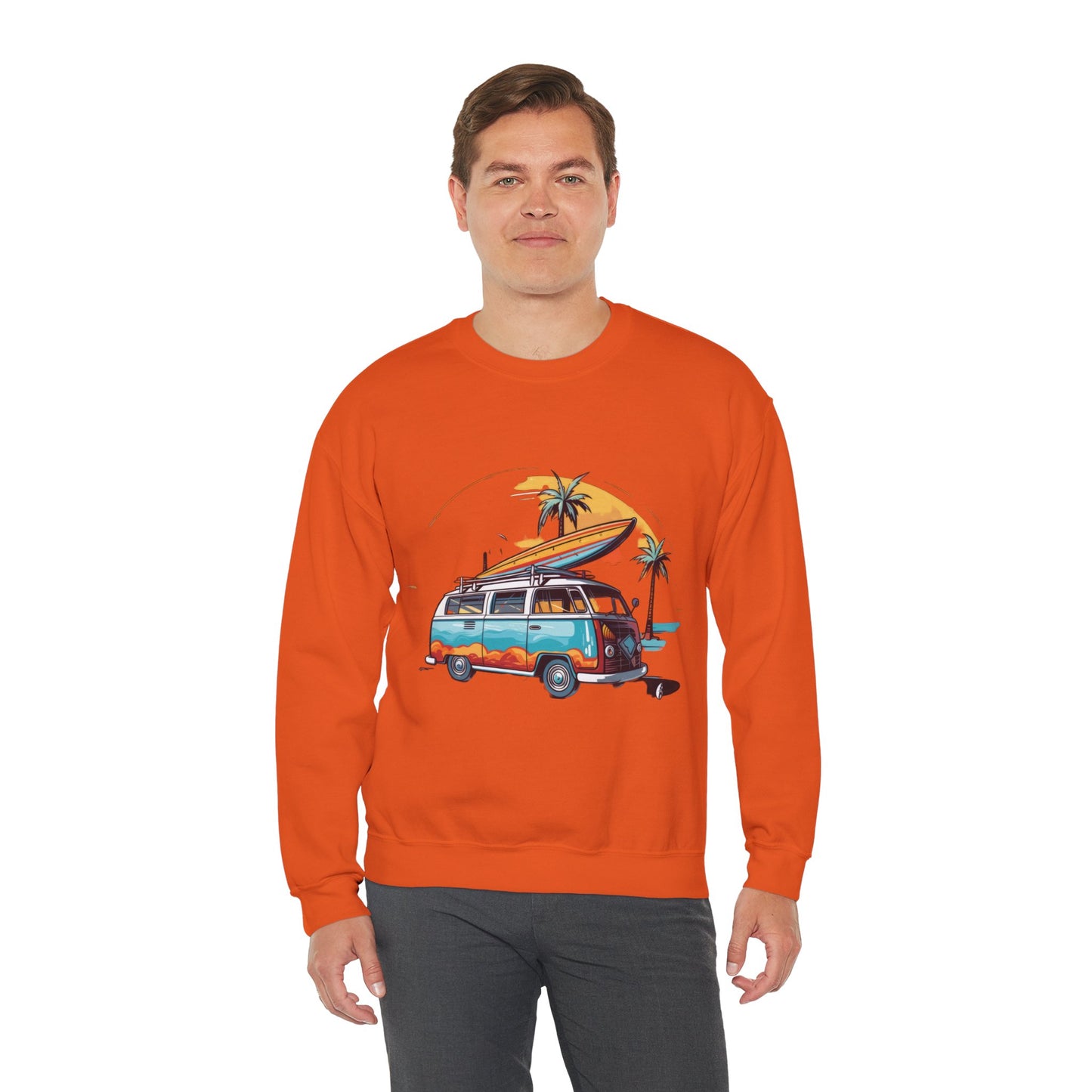 Retro Surf Van - Unisex Heavy Blend™ Crewneck Sweatshirt