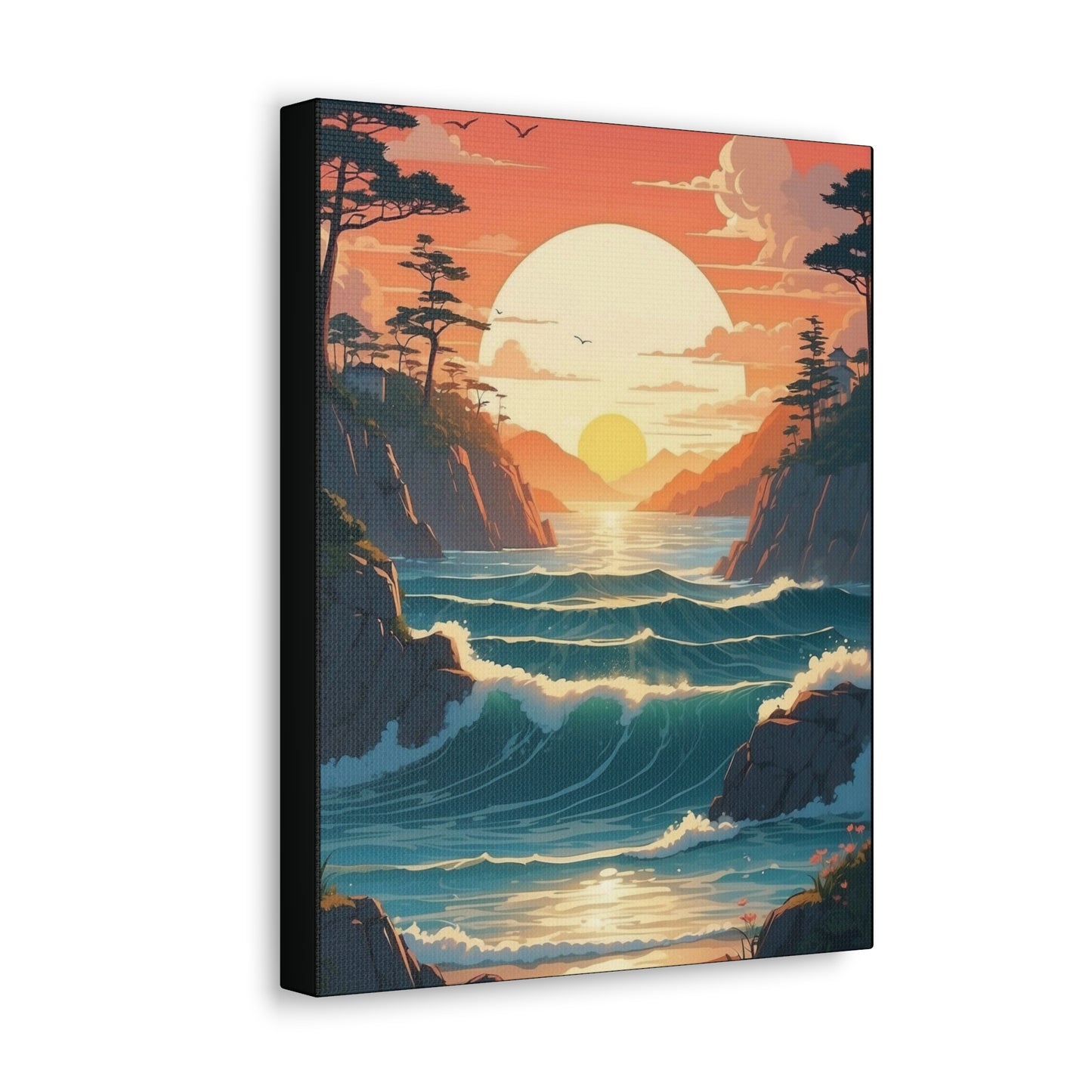 Beautiful sunset over the water channel - Canvas Gallery Wraps