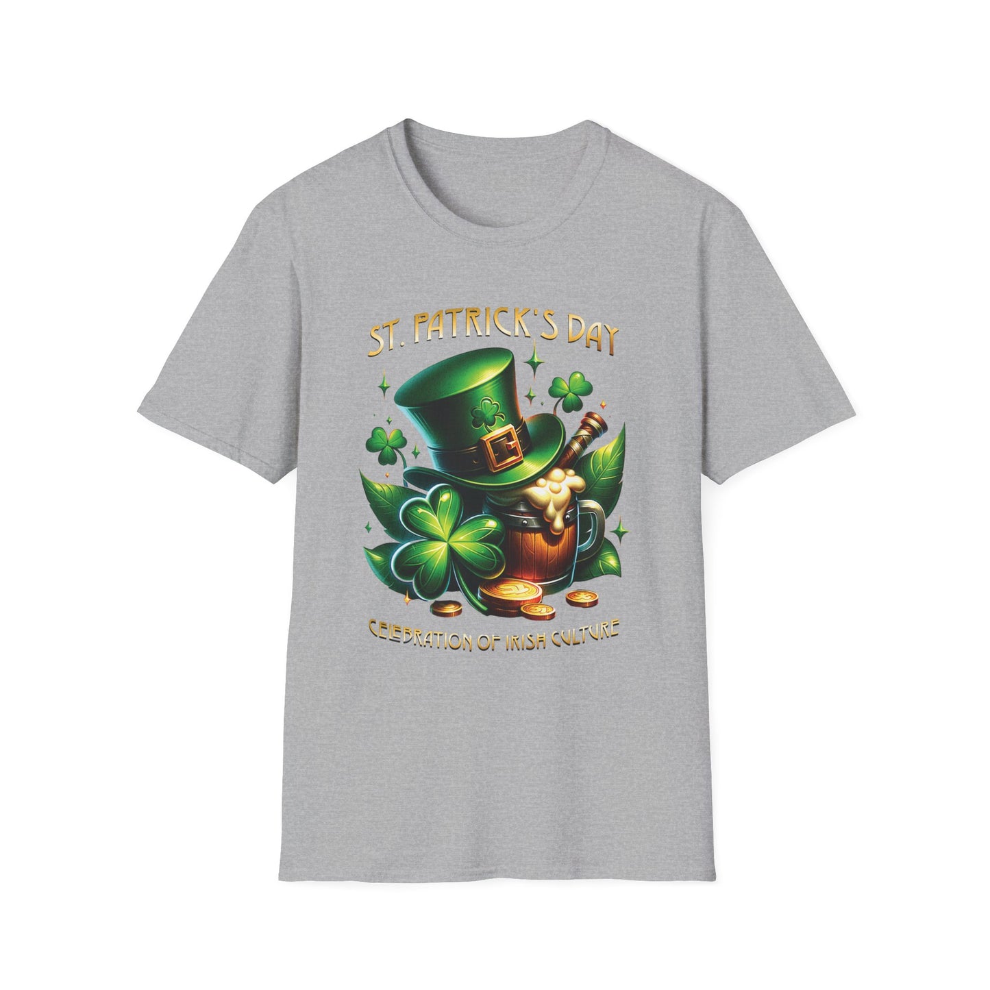 St. Patrick's Day Celebration T-Shirt - Unisex Softstyle Tee with Irish Culture Design