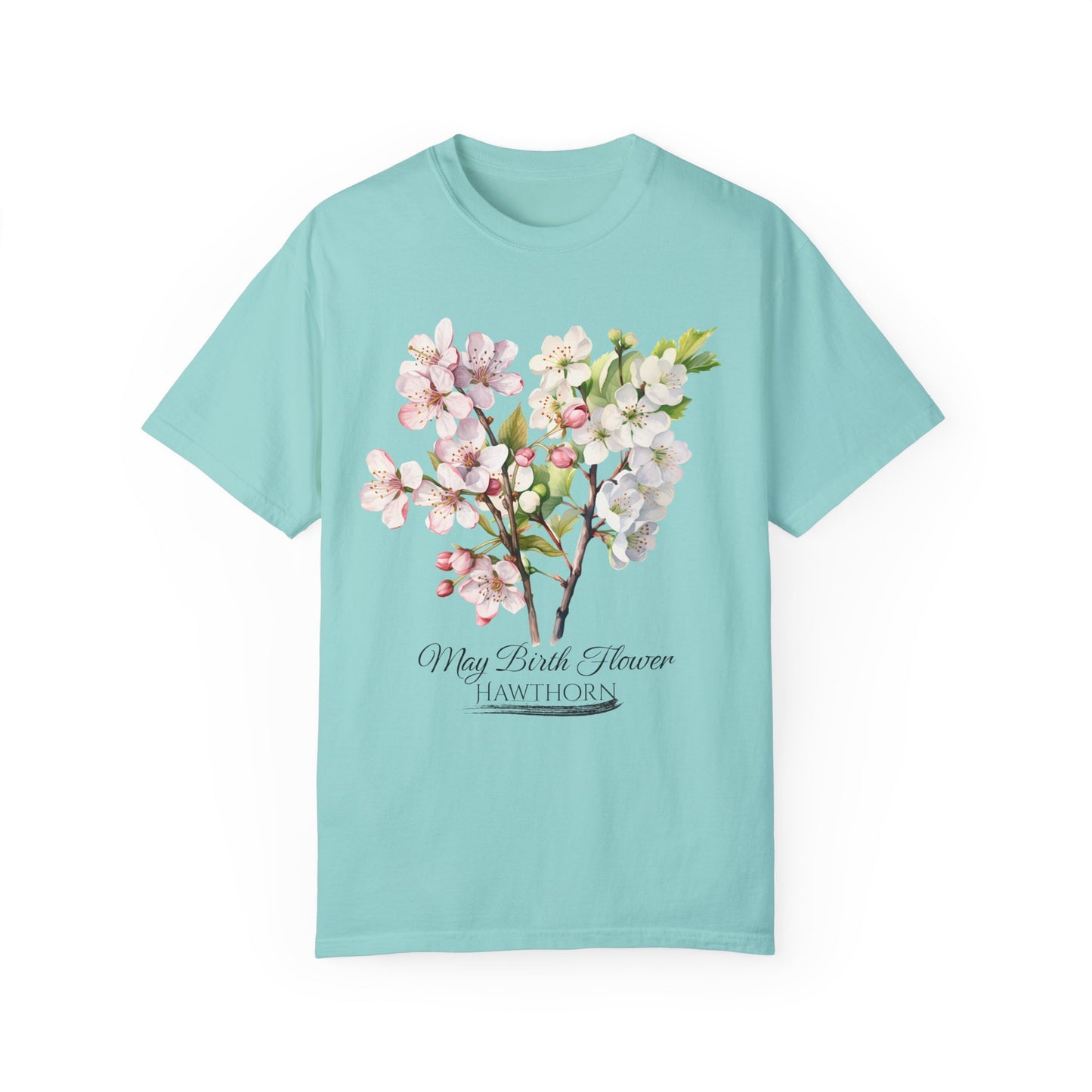 May Birth Flower "Hawthorn" - Unisex Garment-Dyed T-shirt