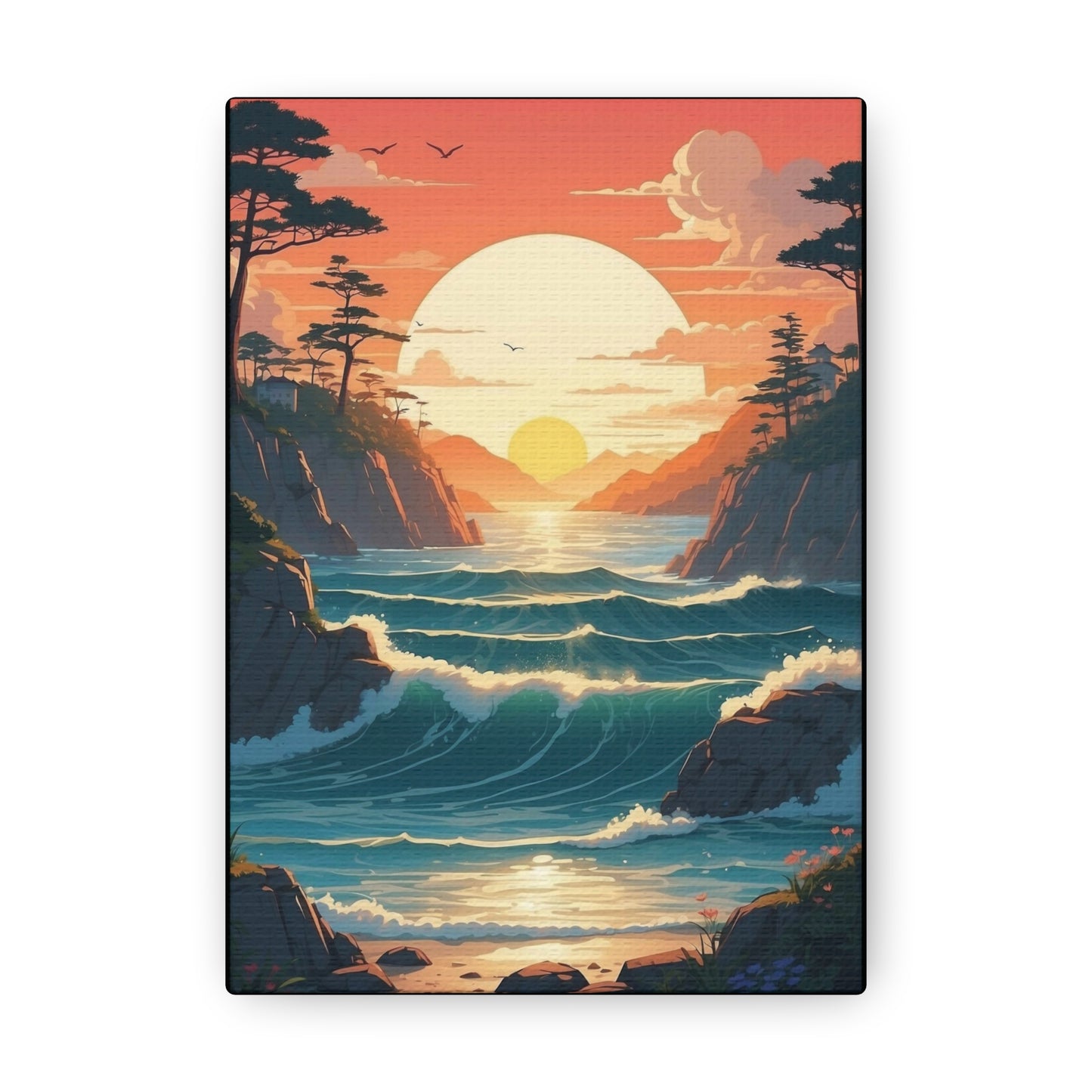 Beautiful sunset over the water channel - Canvas Gallery Wraps