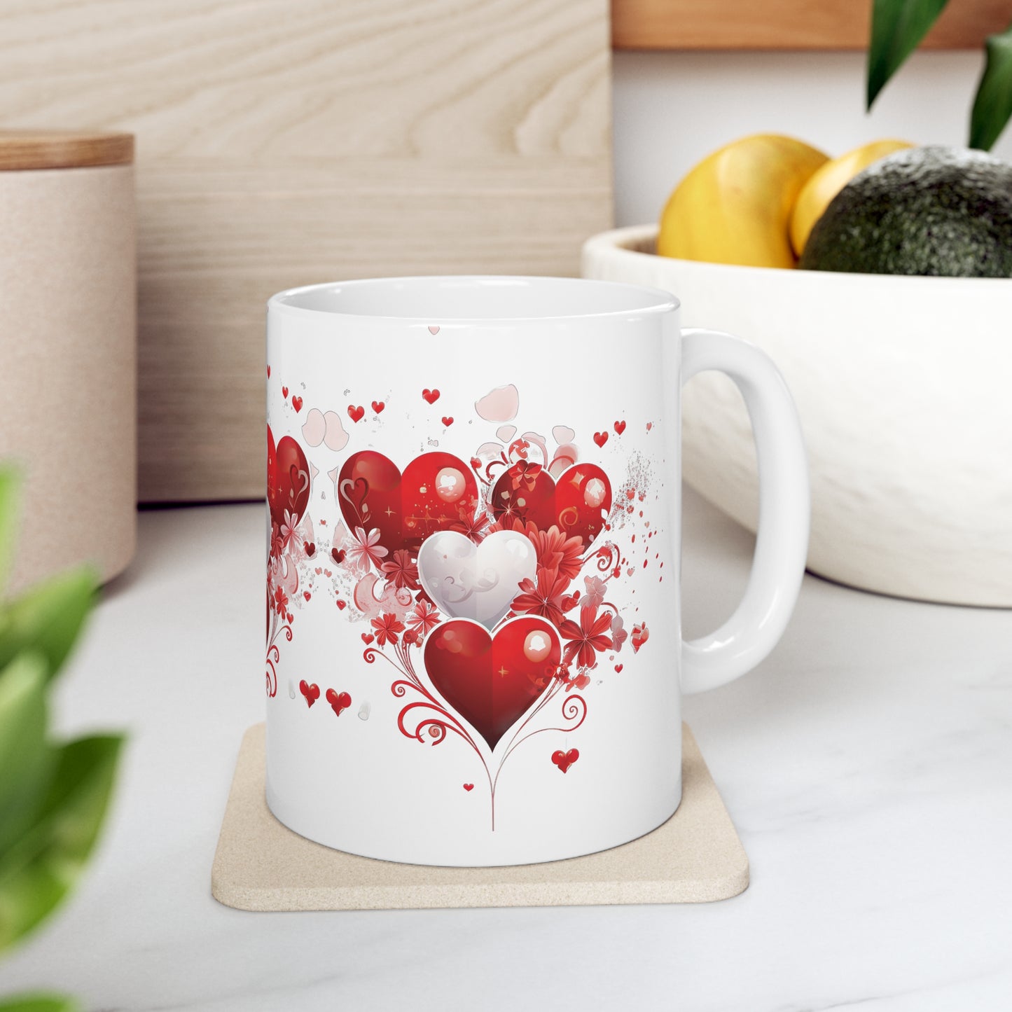 Valentine's Heart Tears Drops: Ceramic Mug 11oz