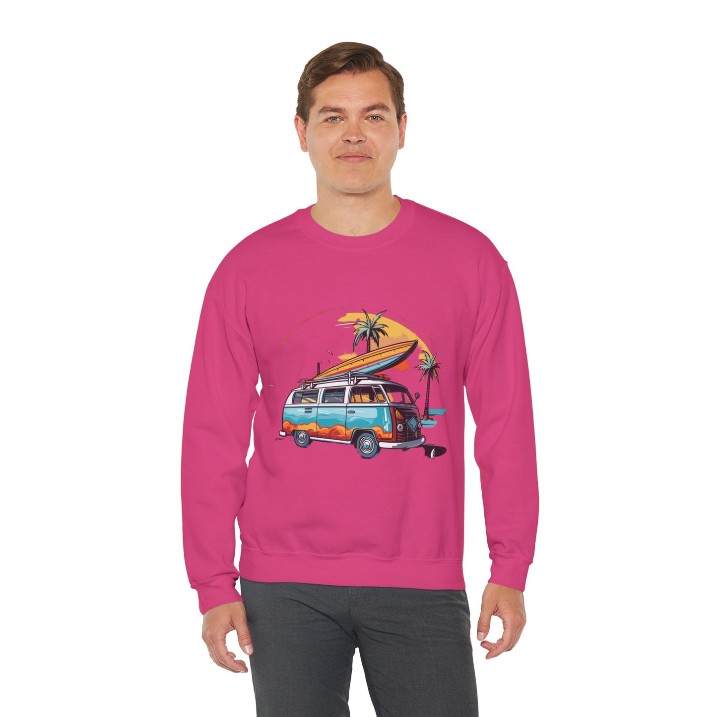 Retro Surf Van - Unisex Heavy Blend™ Crewneck Sweatshirt