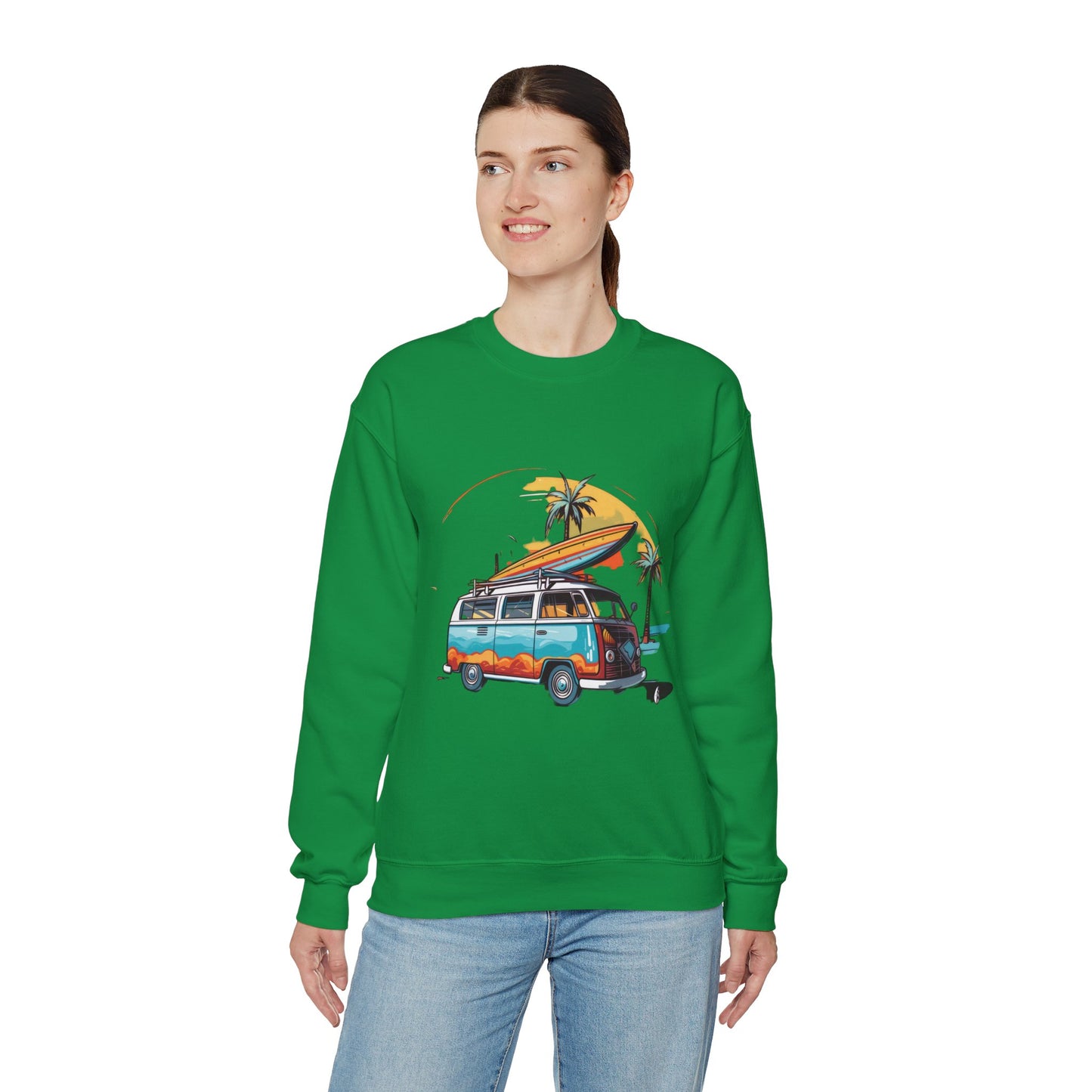 Retro Surf Van - Unisex Heavy Blend™ Crewneck Sweatshirt
