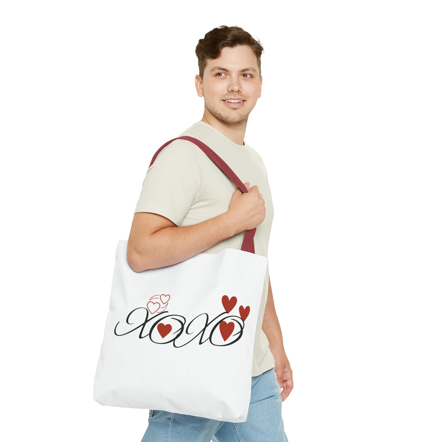 Valentine: XOXO with Hearts - Tote Bag (AOP)