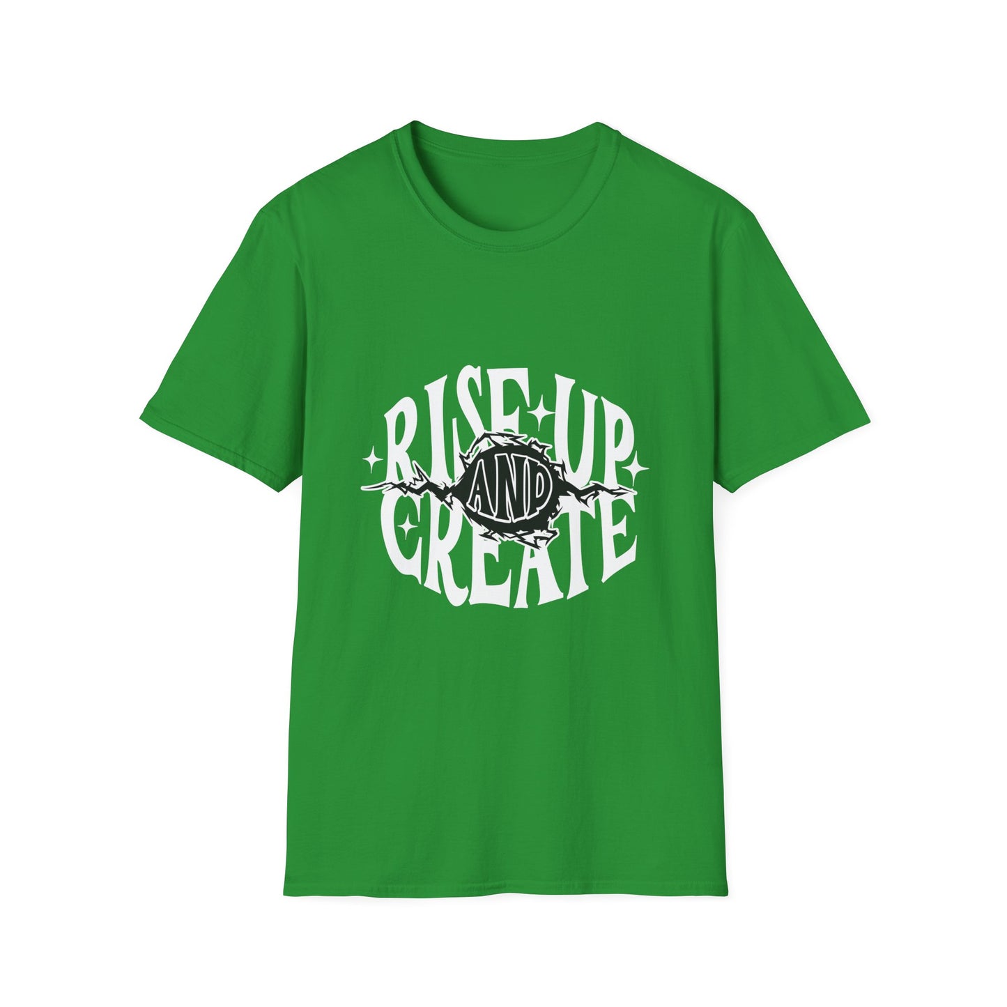Rise Up And Create Unisex Softstyle T-Shirt, Motivational Tee, Inspirational Shirt, Artist Gift, Graphic Tee, Creative Apparel