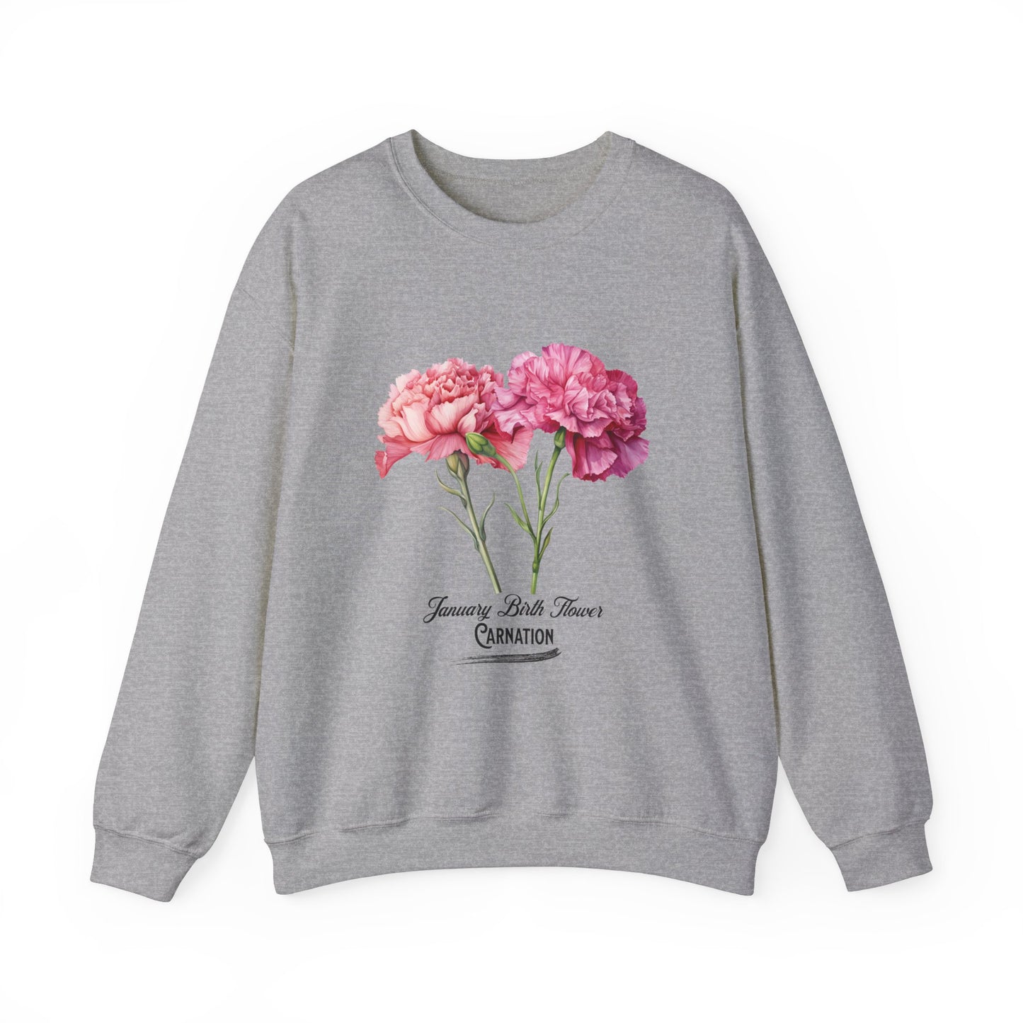 January Birth Flower (Carnation) - Unisex Heavy Blend™ Crewneck Sweatshirt