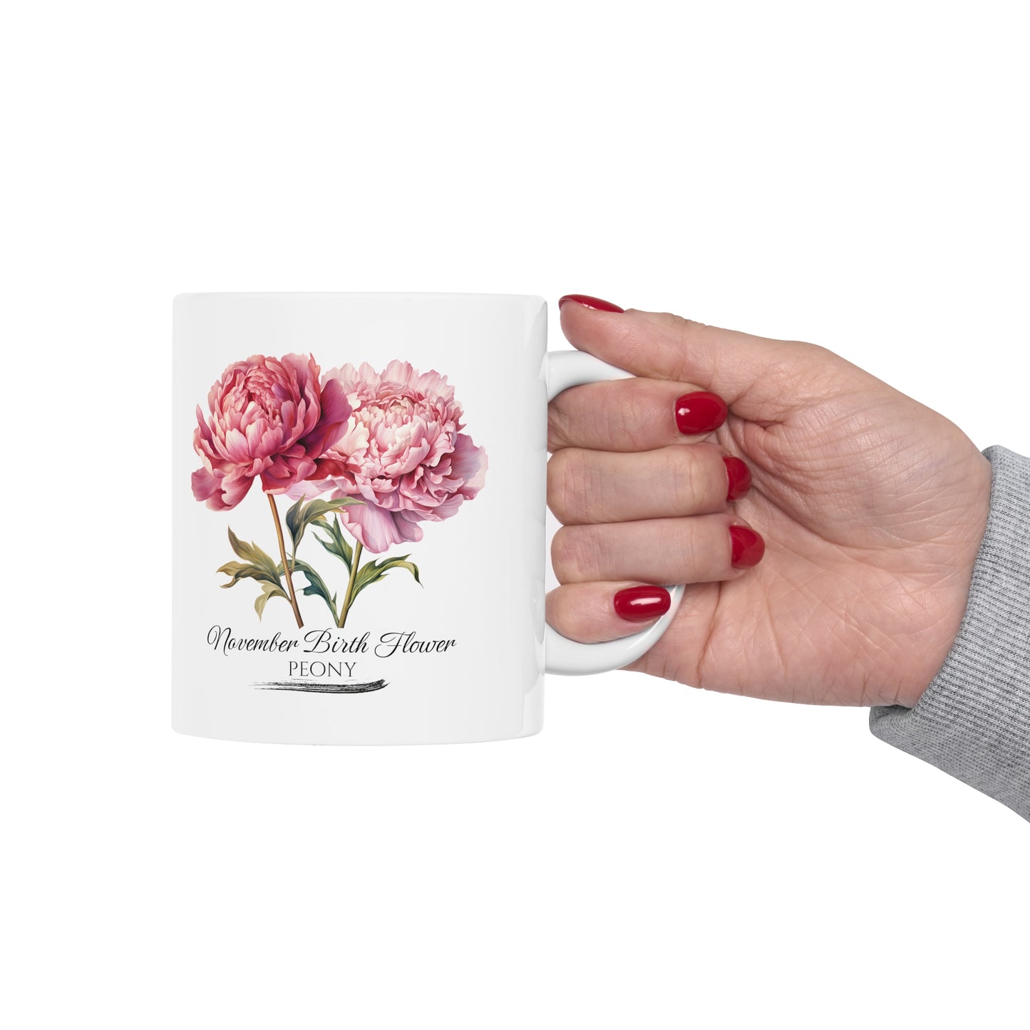 November Birth Flower (Peony): Ceramic Mug 11oz