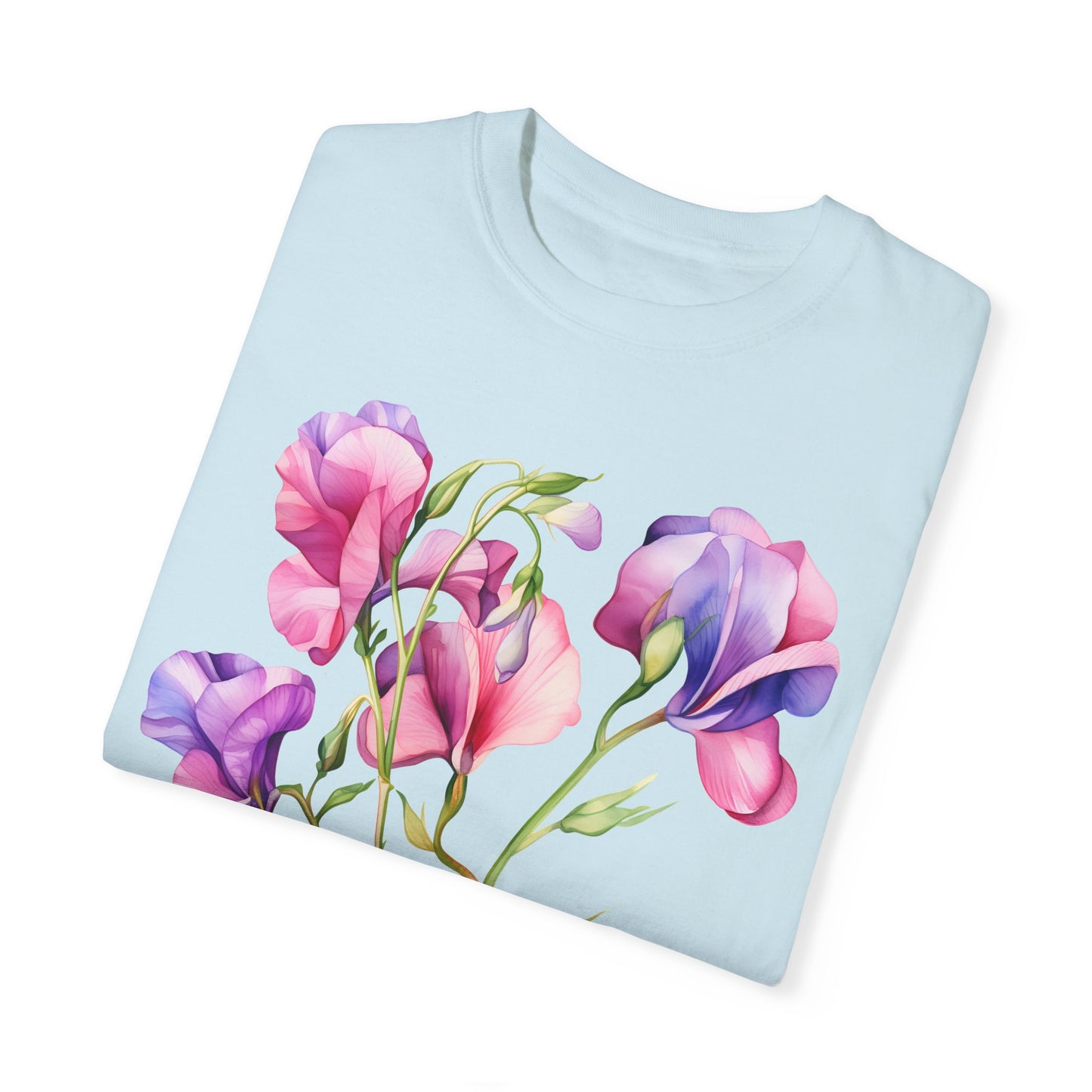 April Birth Flower "Sweet Pea" - Unisex Garment-Dyed T-shirt
