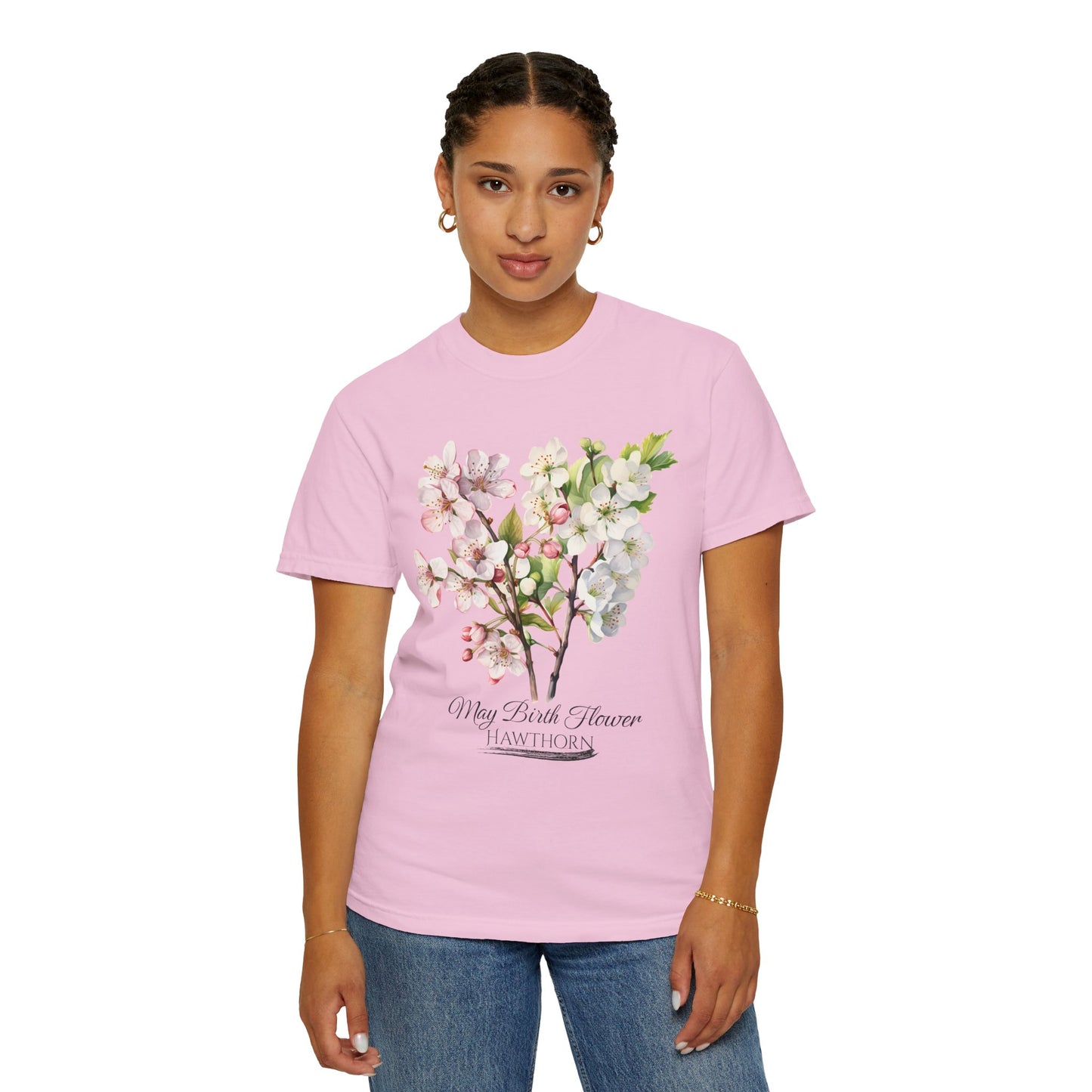 May Birth Flower "Hawthorn" - Unisex Garment-Dyed T-shirt