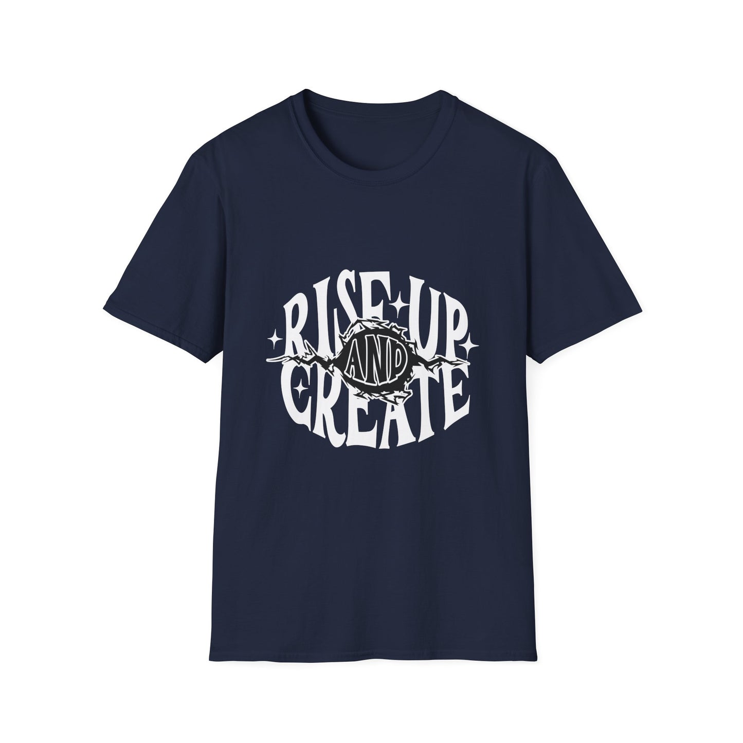 Rise Up And Create Unisex Softstyle T-Shirt, Motivational Tee, Inspirational Shirt, Artist Gift, Graphic Tee, Creative Apparel