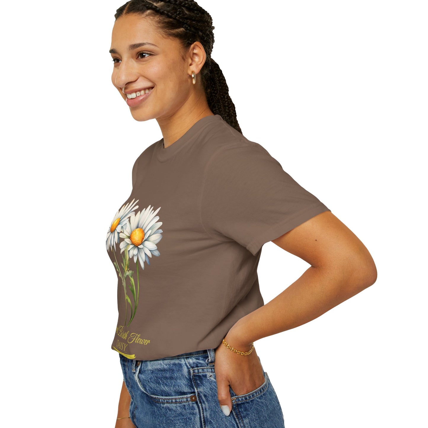 April Birth Flower "Daisy" (For Print on Dark Fabric) - Unisex Garment-Dyed T-shirt