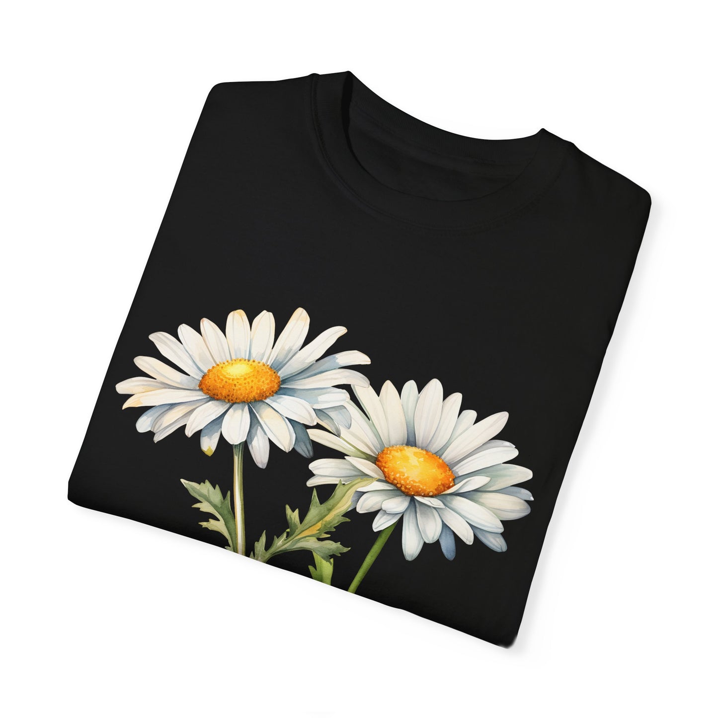 April Birth Flower "Daisy" (For Print on Dark Fabric) - Unisex Garment-Dyed T-shirt