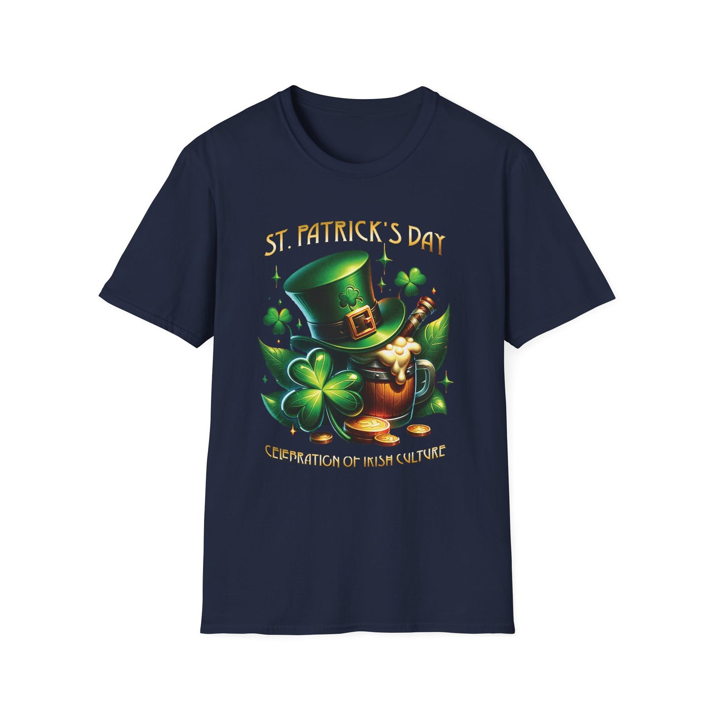 St. Patrick's Day Celebration T-Shirt - Unisex Softstyle Tee with Irish Culture Design