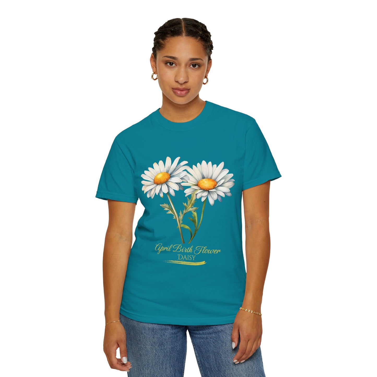 April Birth Flower "Daisy" (For Print on Dark Fabric) - Unisex Garment-Dyed T-shirt