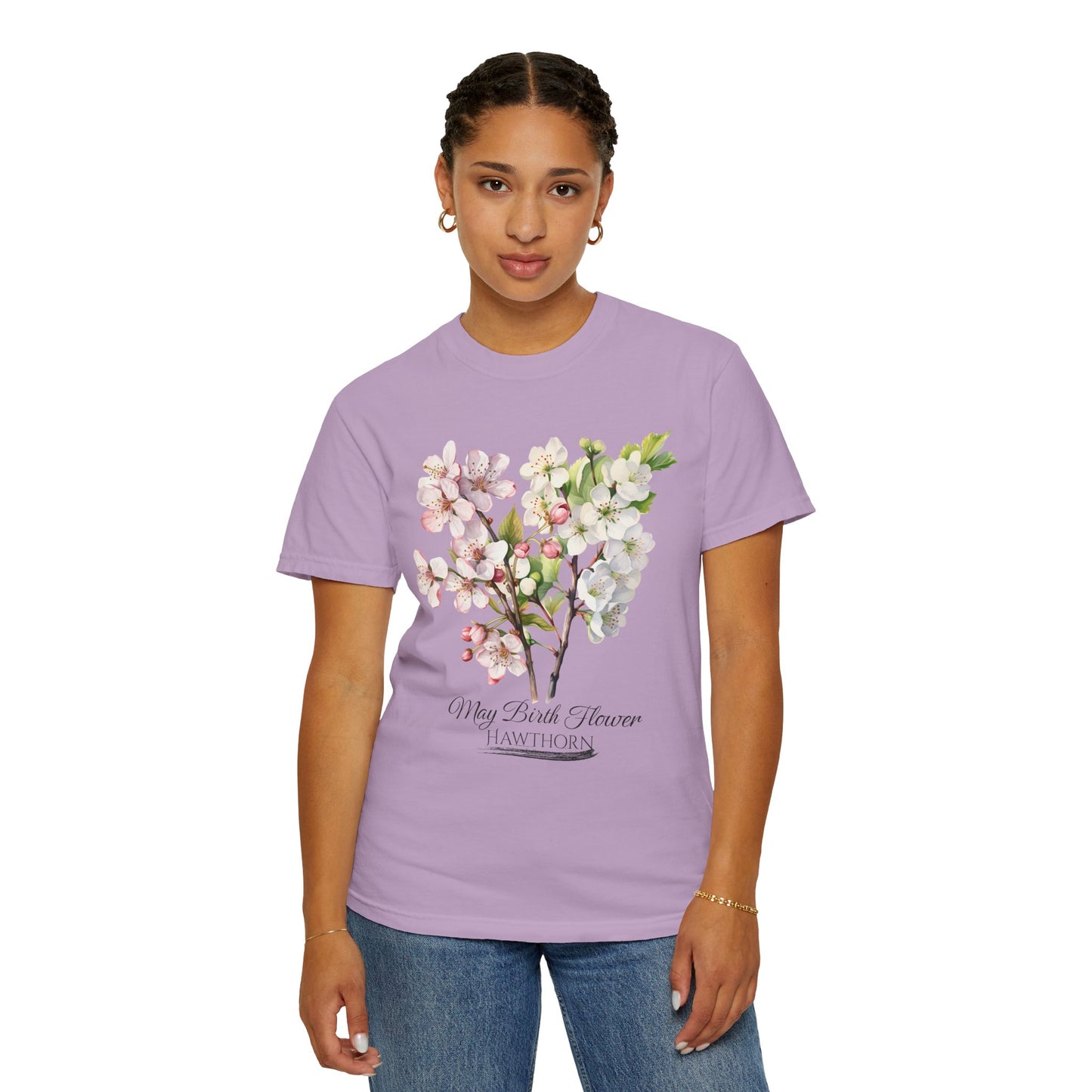May Birth Flower "Hawthorn" - Unisex Garment-Dyed T-shirt