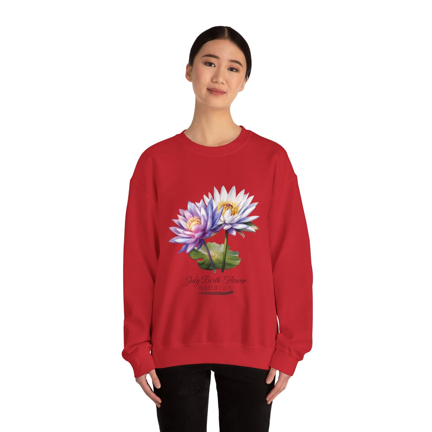 July Birth Flower (Water Lily) - Unisex Heavy Blend™ Crewneck Sweatshirt