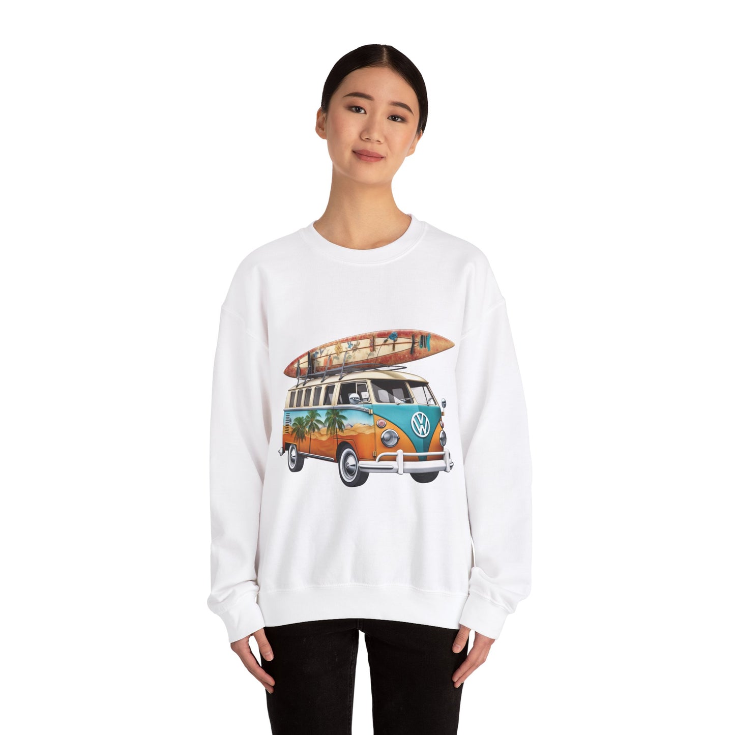 Retro Surf Van - Unisex Heavy Blend™ Crewneck Sweatshirt