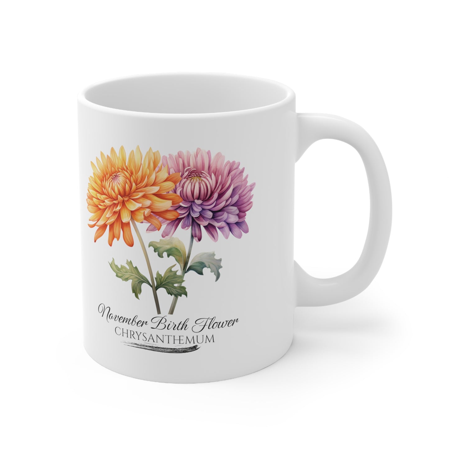 November Birth Flower (Chrysanthemum): Ceramic Mug 11oz