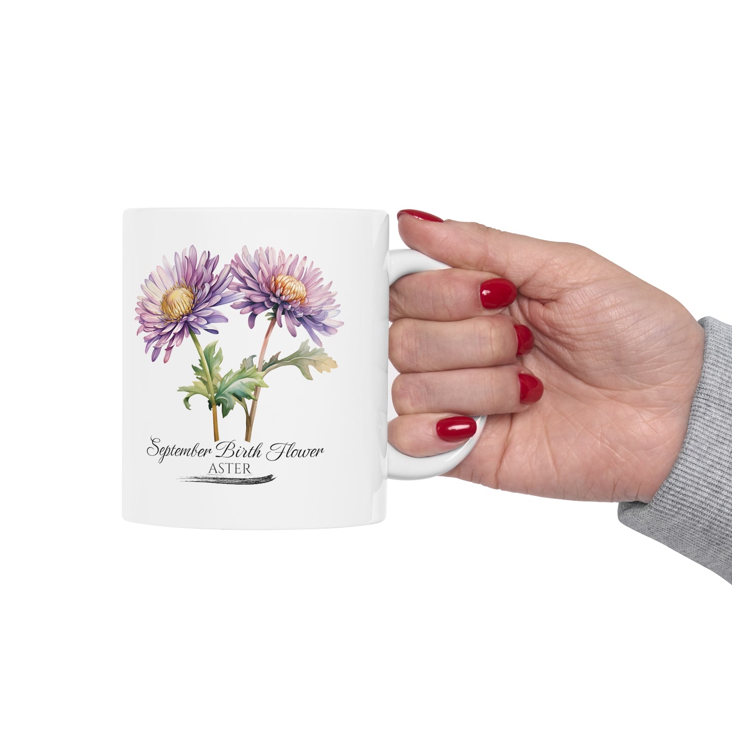 September Birth Flower (Aster): Ceramic Mug 11oz