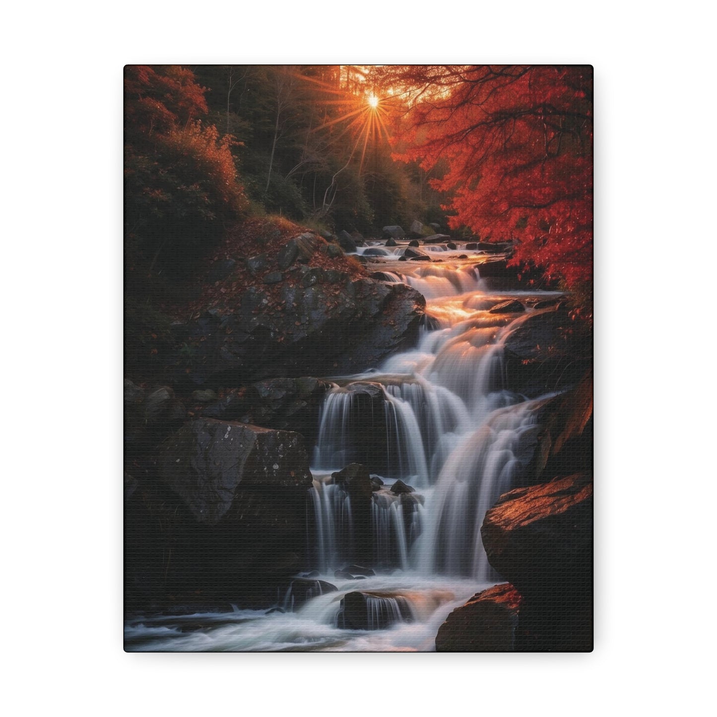 Sunrise Over the Waterfall: Canvas Gallery Wraps